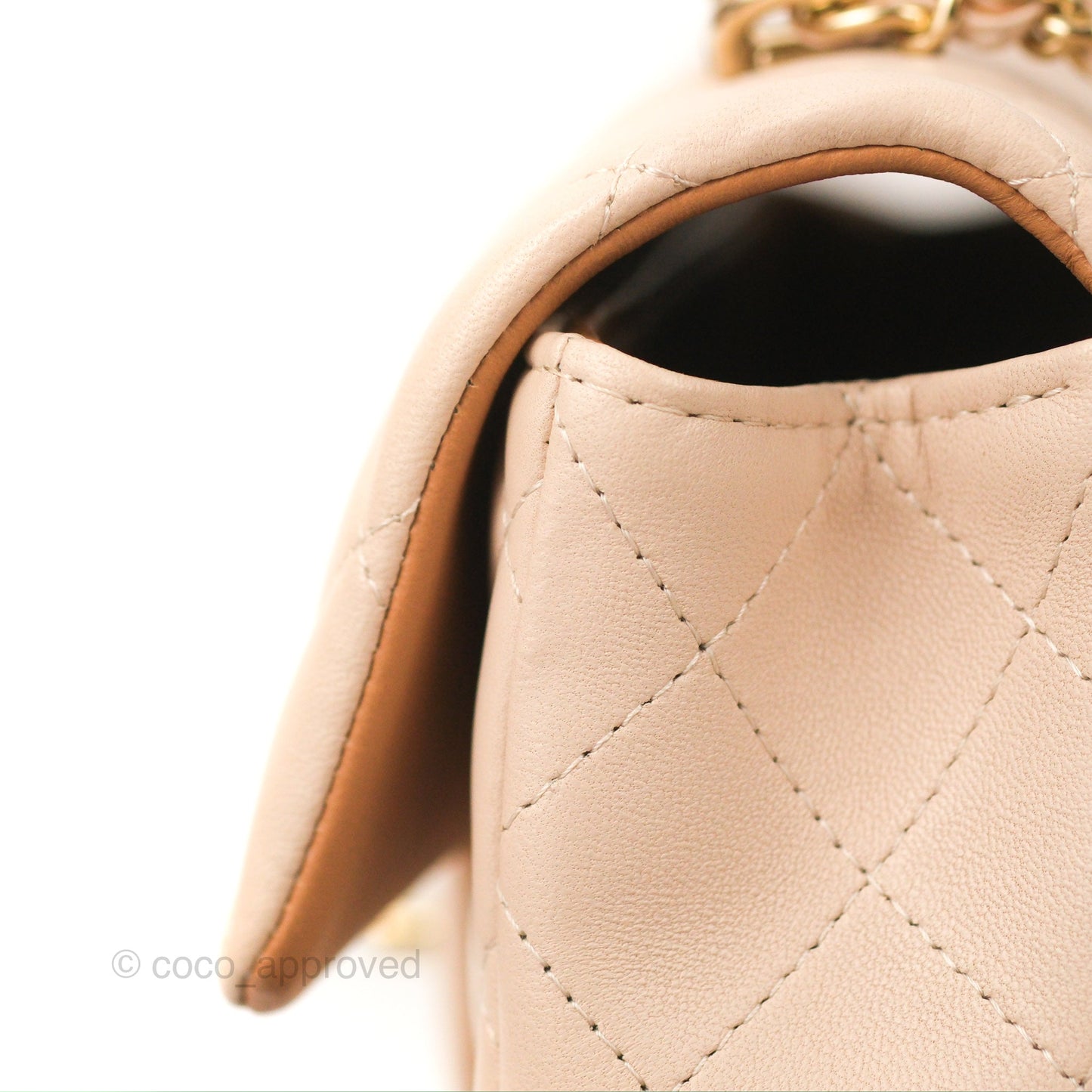 Chanel Top Handle Mini Rectangular Flap Bag Ecru/Beige Lambskin Gold Hardware 23P