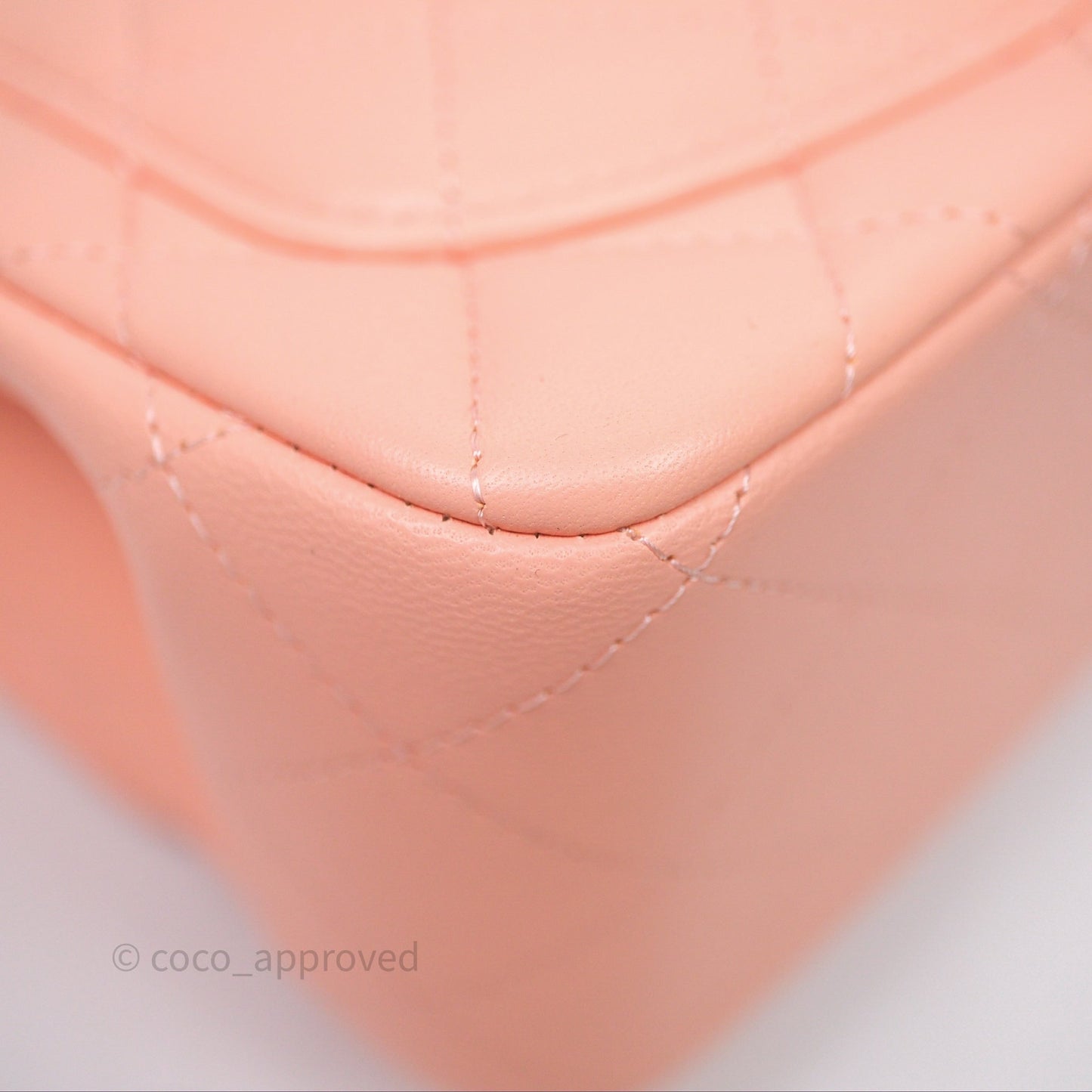 Chanel Mini Square Quilted Peach Lambskin Gold Hardware