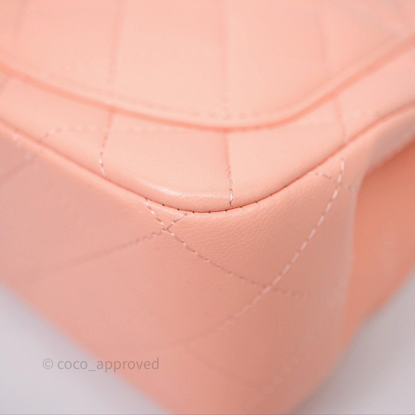 Chanel Mini Square Quilted Peach Lambskin Gold Hardware