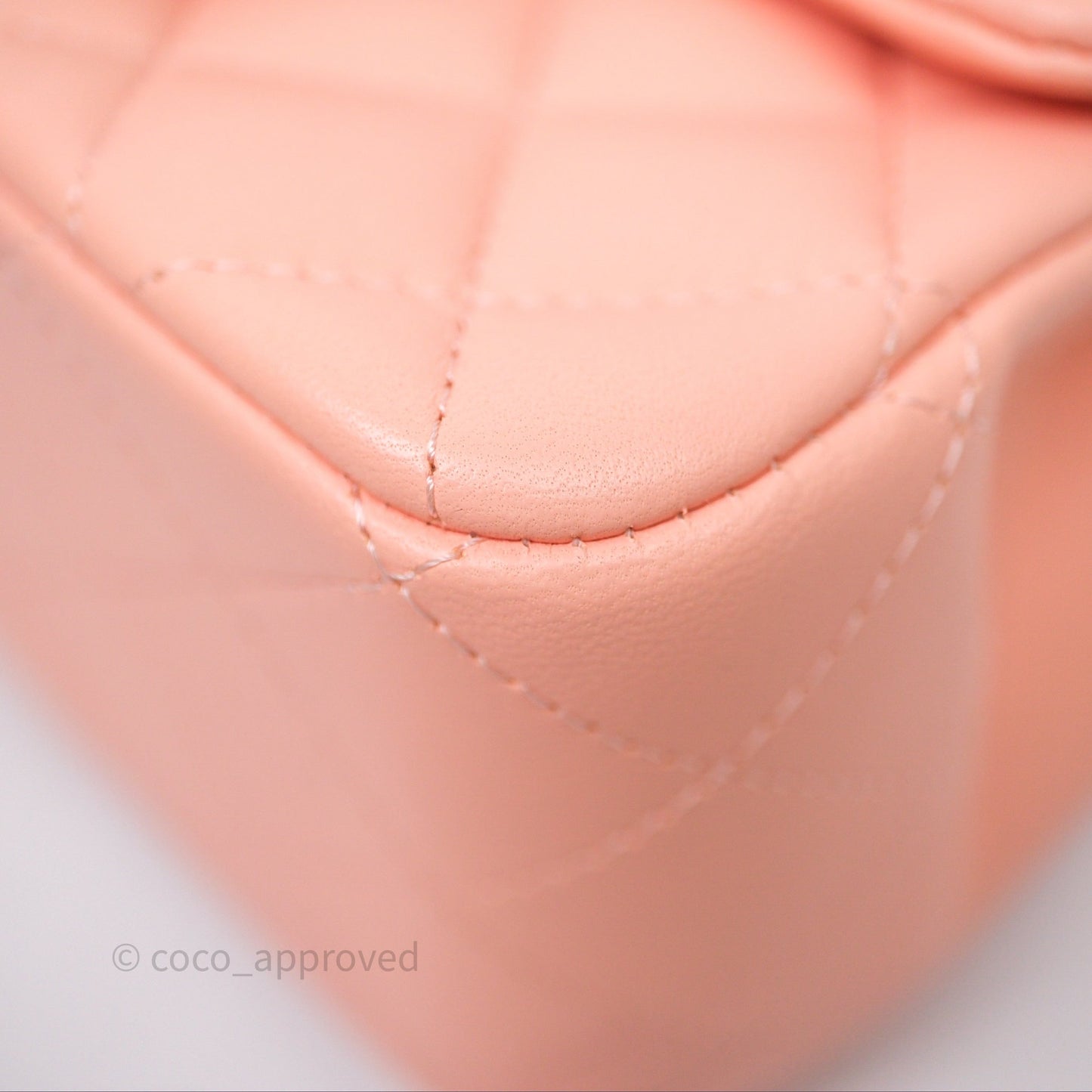 Chanel Mini Square Quilted Peach Lambskin Gold Hardware
