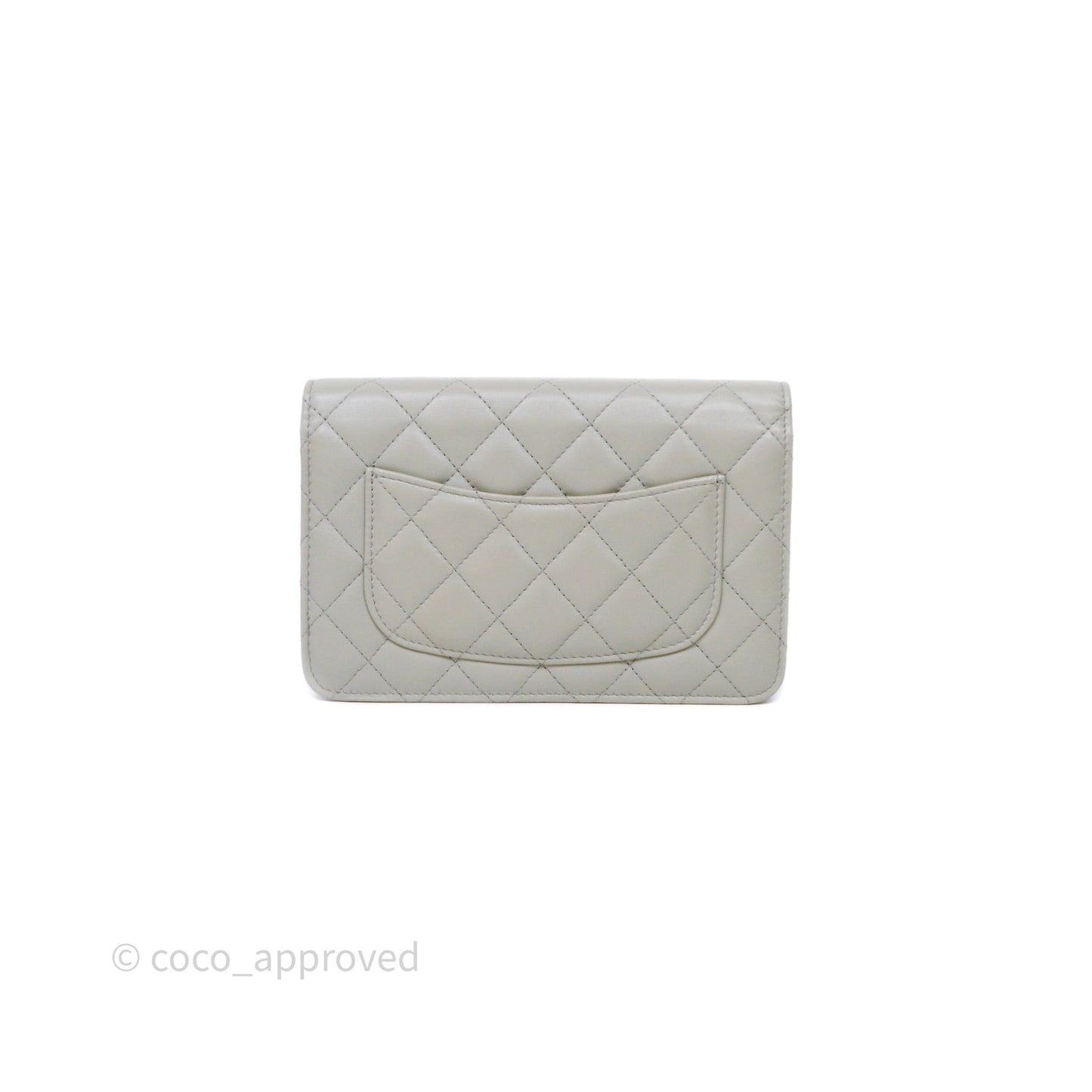 Chanel Quilted Pearl Crush Wallet on Chain WOC Grey Lambskin Aged Gold Hardware