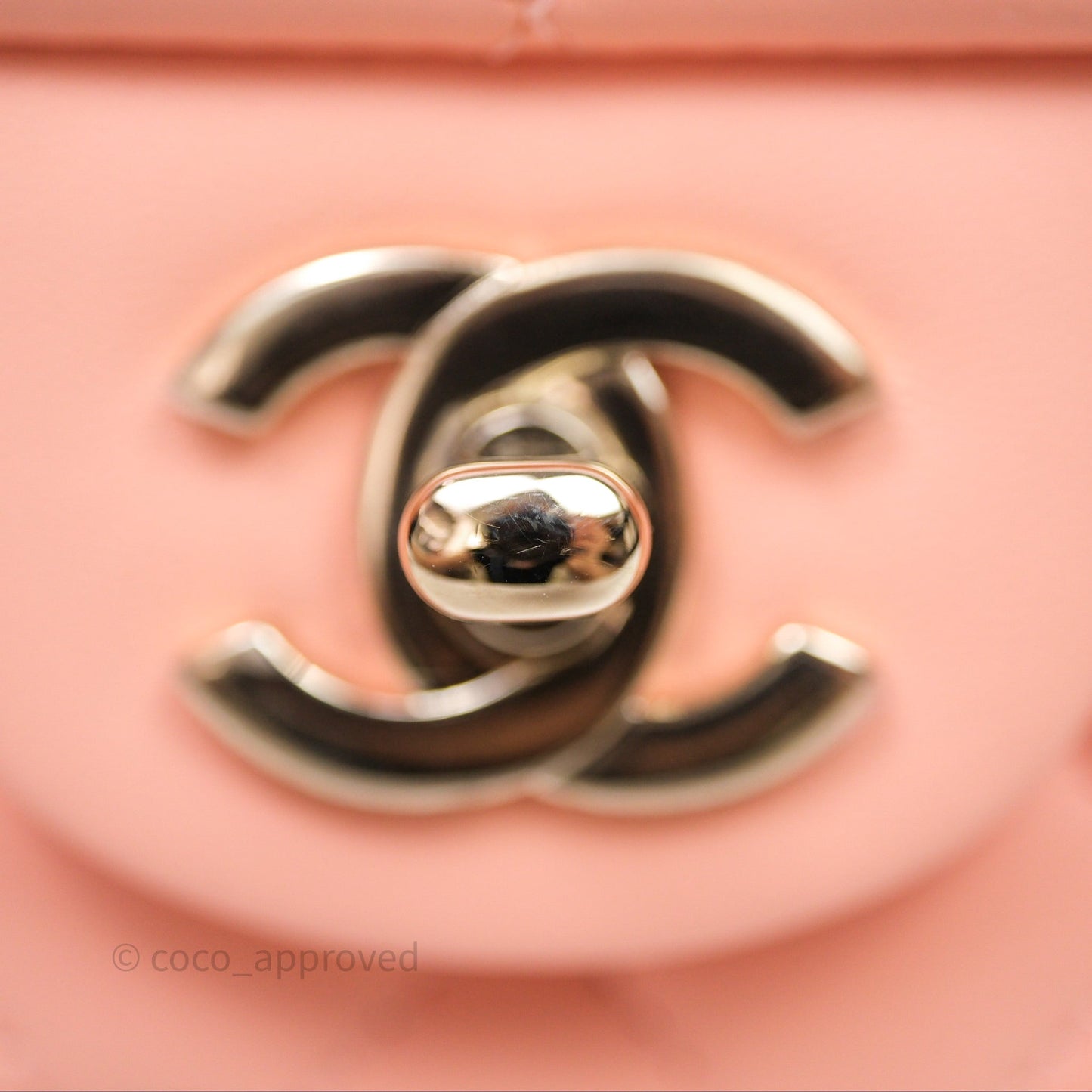 Chanel Mini Square Quilted Peach Lambskin Gold Hardware