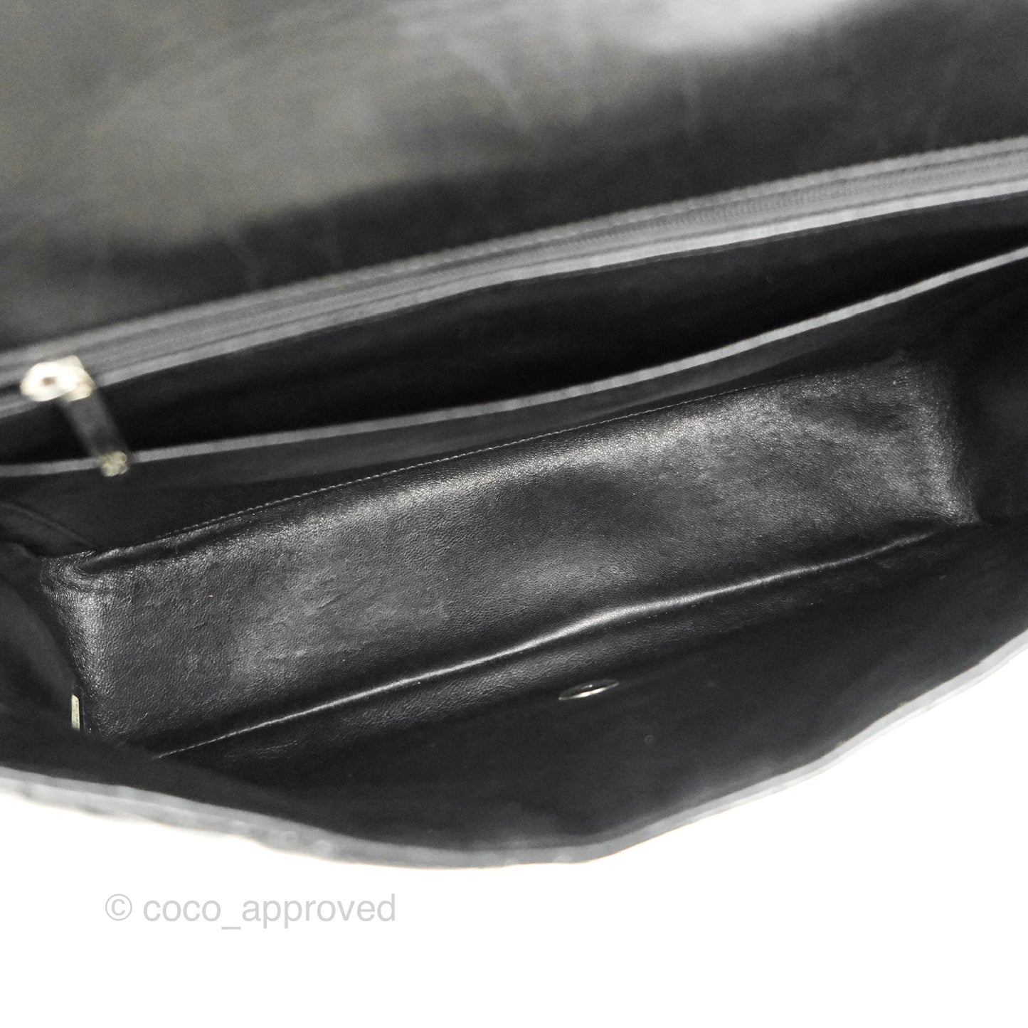 Chanel Quilted Maxi Single Flap Black Patent Silver Hardware