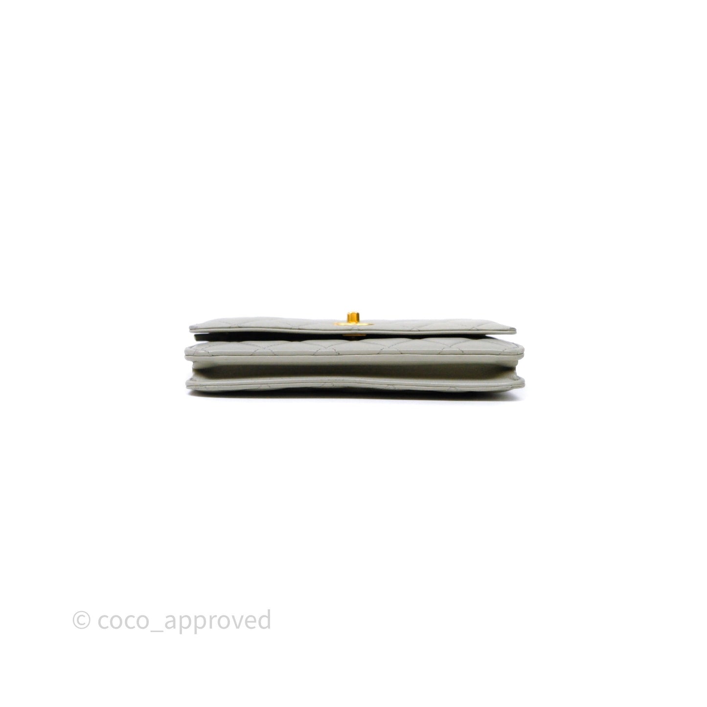 Chanel Quilted Pearl Crush Wallet on Chain WOC Grey Lambskin Aged Gold Hardware