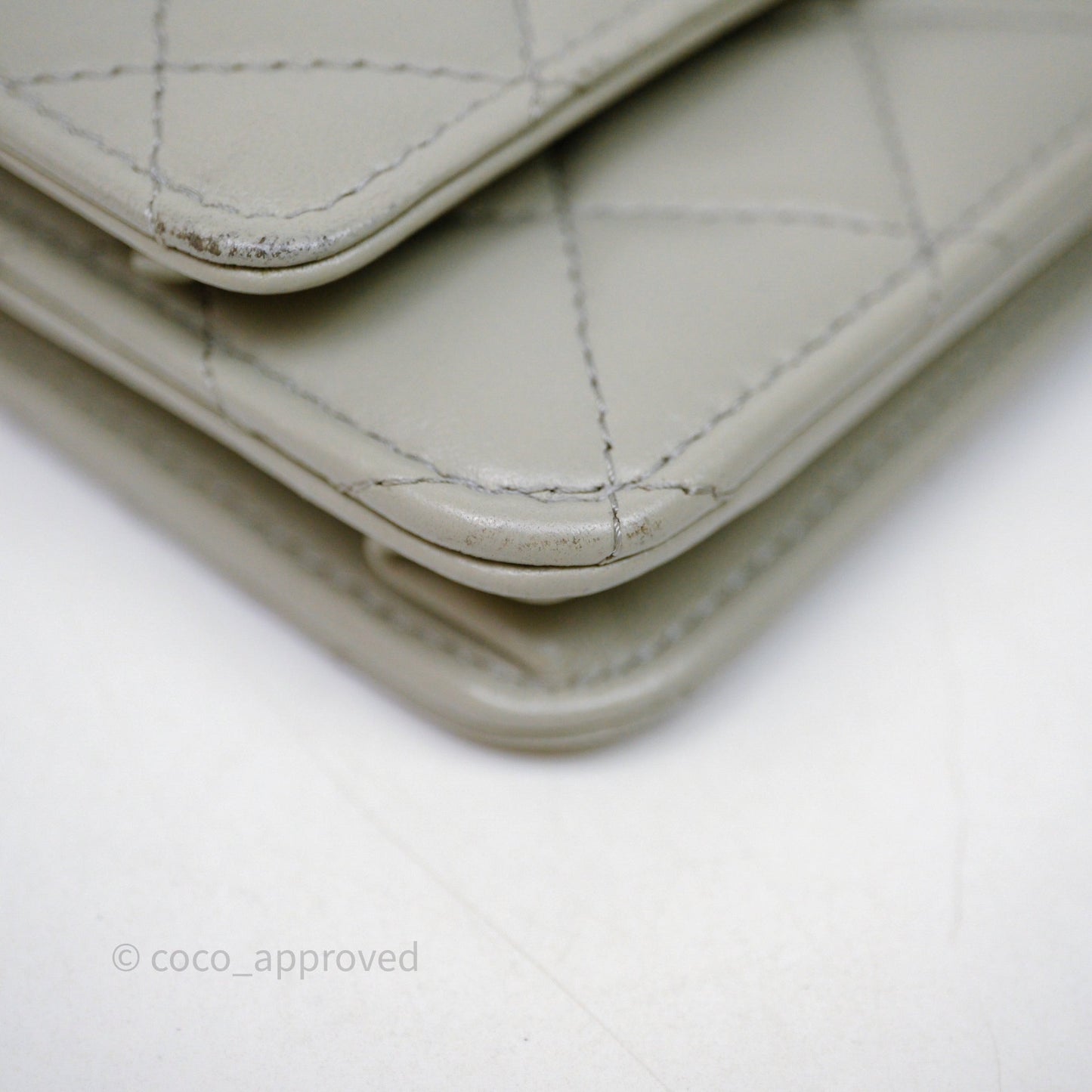Chanel Quilted Pearl Crush Wallet on Chain WOC Grey Lambskin Aged Gold Hardware
