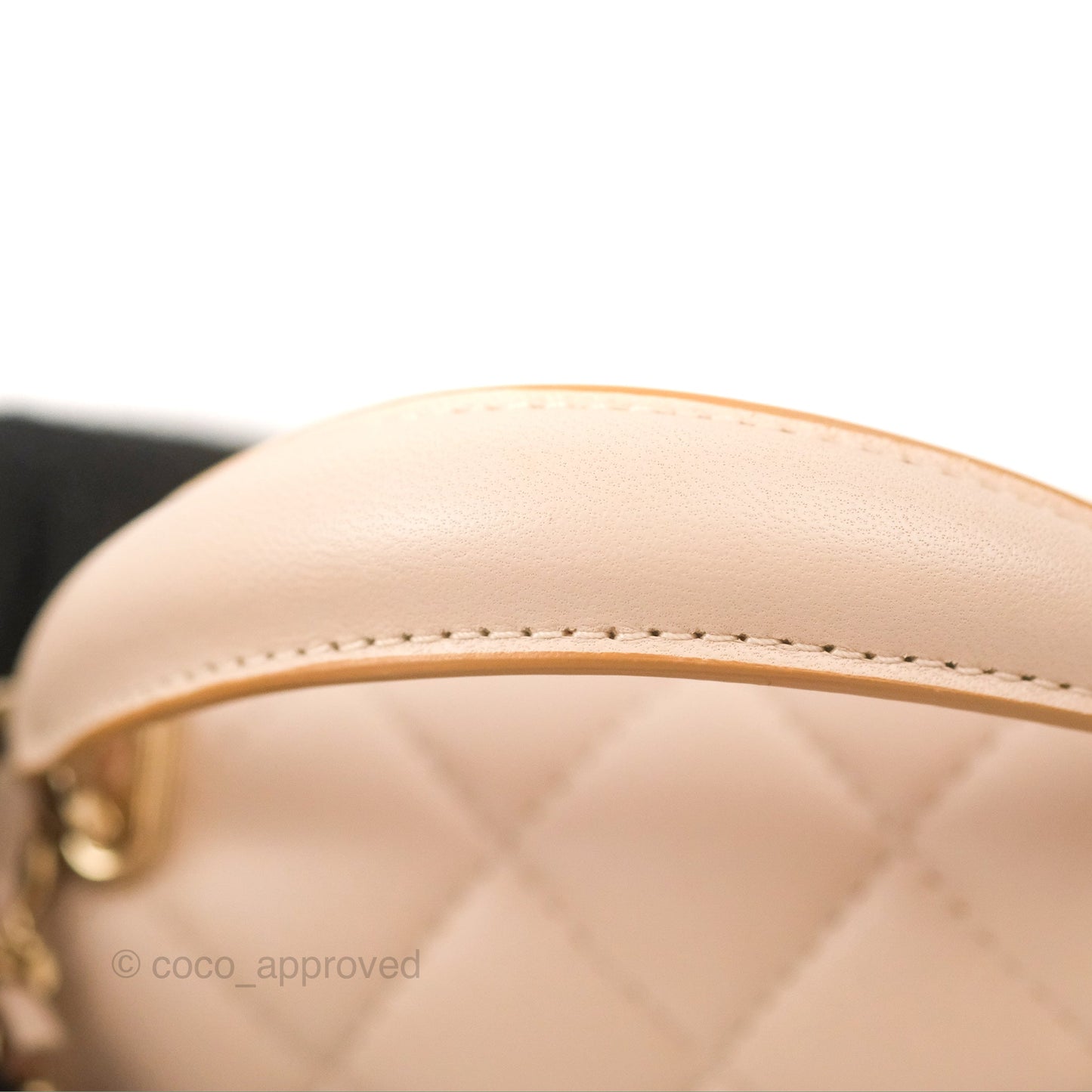 Chanel Top Handle Mini Rectangular Flap Bag Ecru/Beige Lambskin Gold Hardware 23P