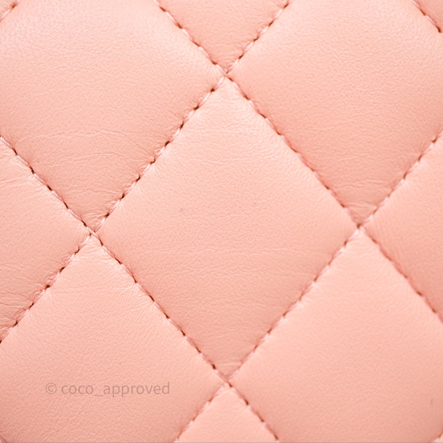 Chanel Mini Square Quilted Peach Lambskin Gold Hardware
