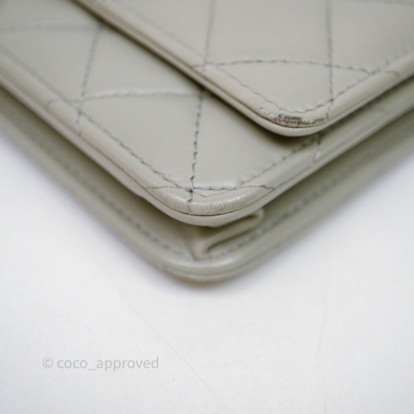 Chanel Quilted Pearl Crush Wallet on Chain WOC Grey Lambskin Aged Gold Hardware
