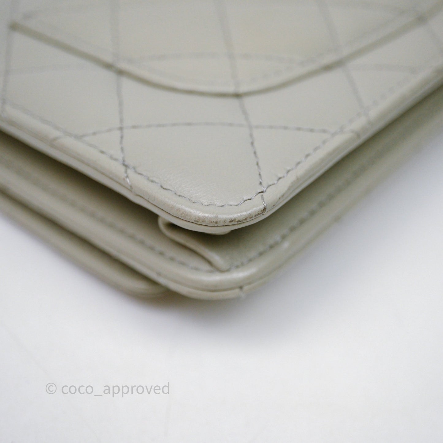 Chanel Quilted Pearl Crush Wallet on Chain WOC Grey Lambskin Aged Gold Hardware