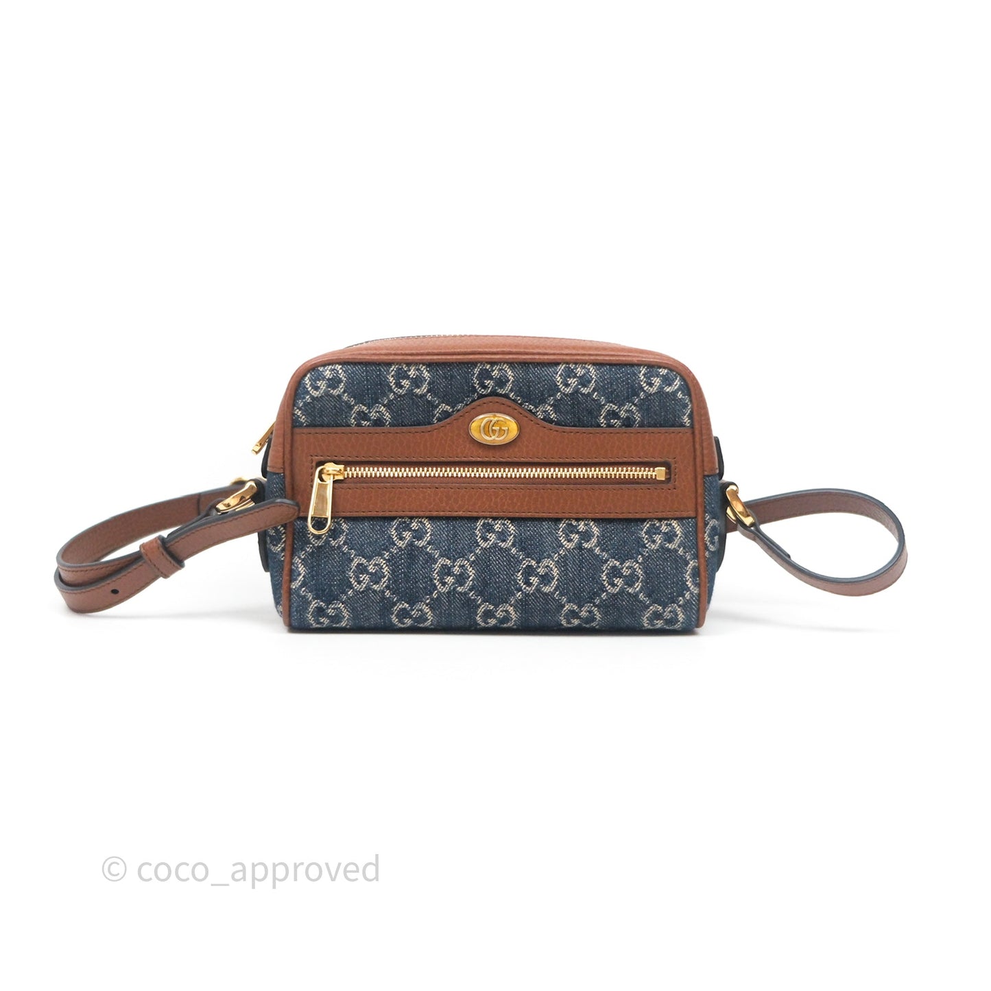 Gucci Ophidia Jacquard Denim Mini Bag Gold Hardware