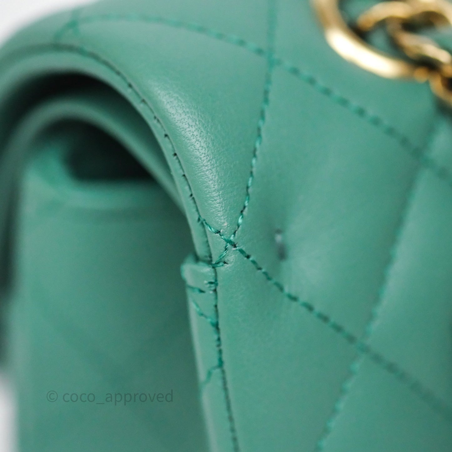 Chanel Small Classic Flap Quilted Green Lambskin Gold Hardware