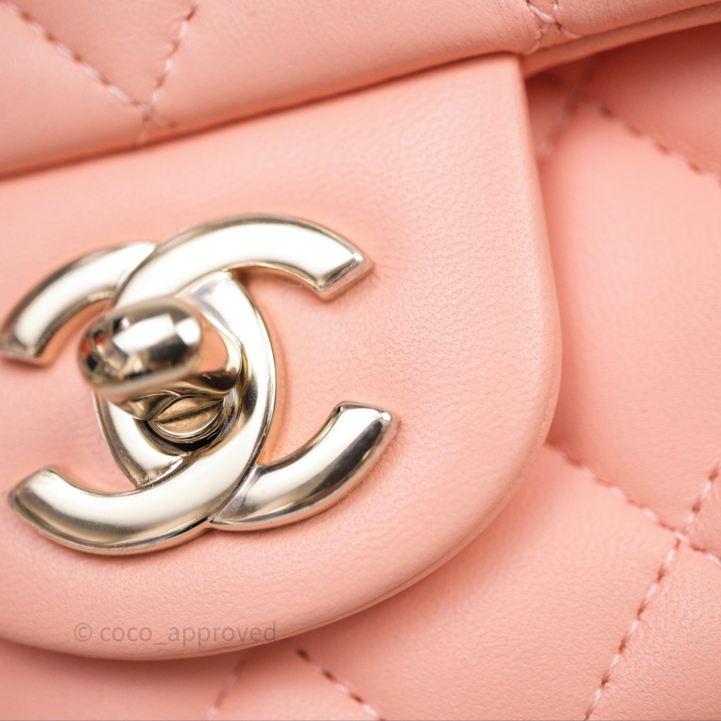 Chanel Mini Square Quilted Peach Lambskin Gold Hardware