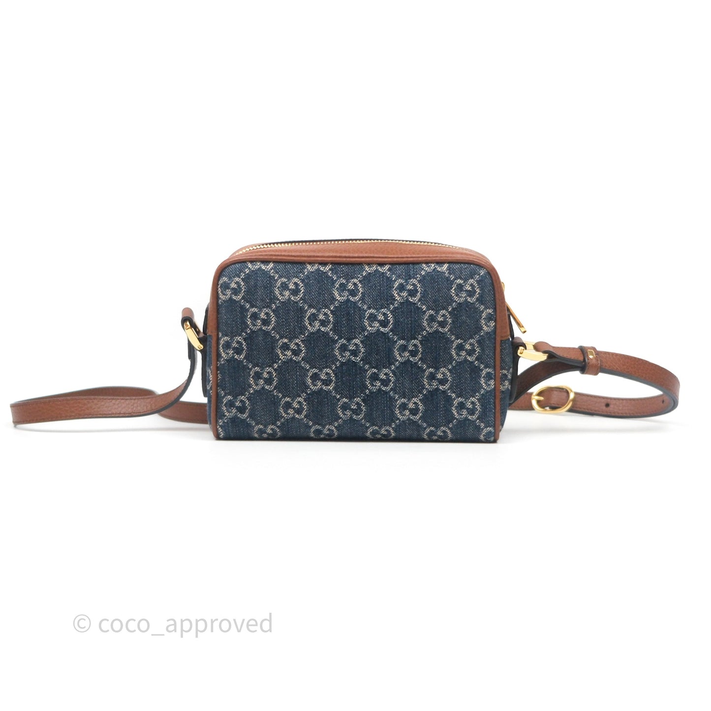 Gucci Ophidia Jacquard Denim Mini Bag Gold Hardware