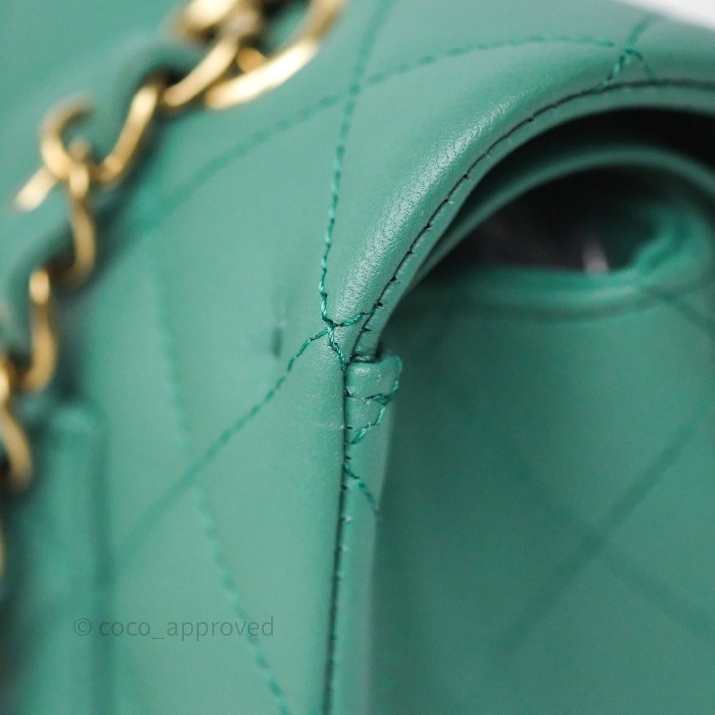 Chanel Small Classic Flap Quilted Green Lambskin Gold Hardware