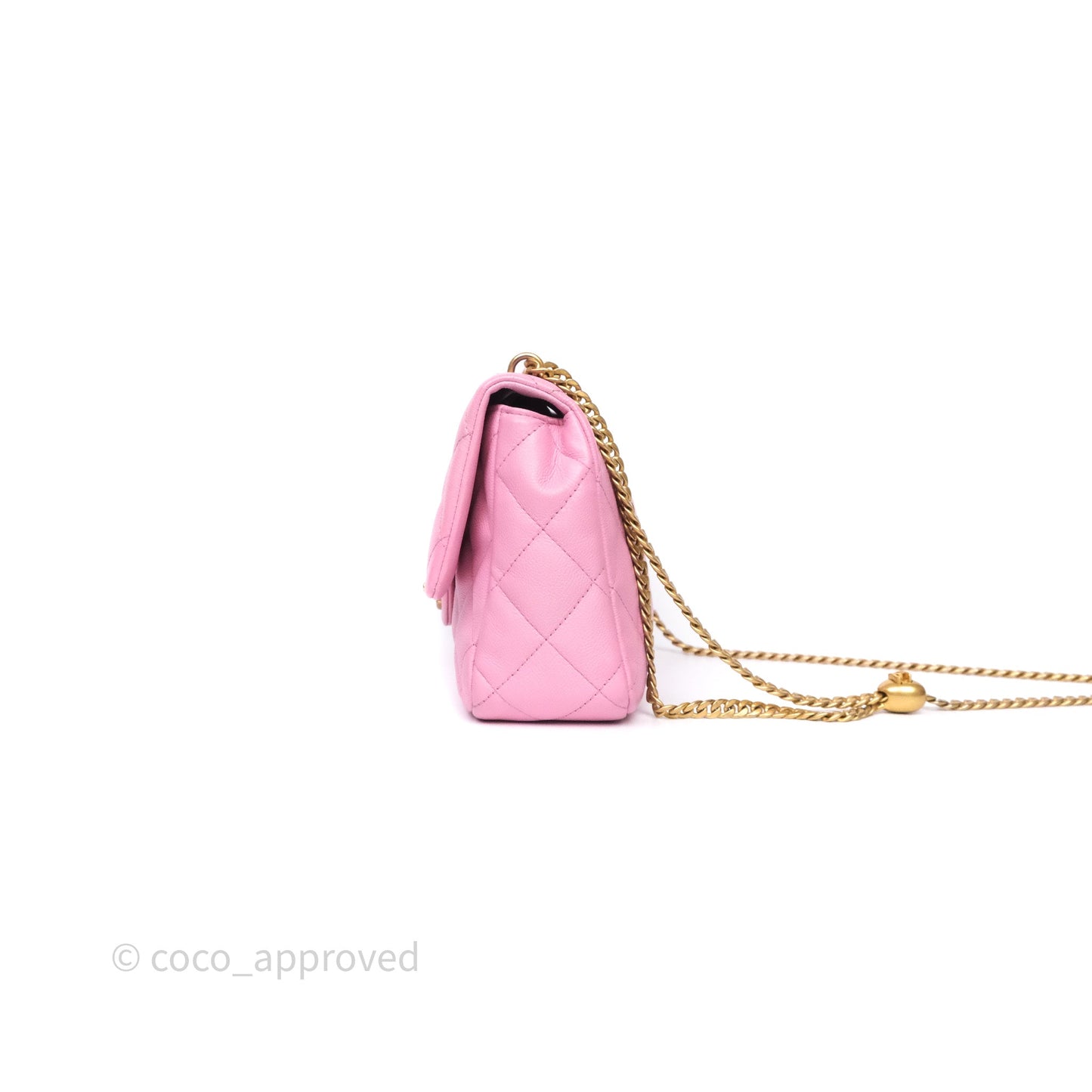 Chanel Large Flap Bag Heart Adjustable Chain Pink Caviar Aged Gold Hardware