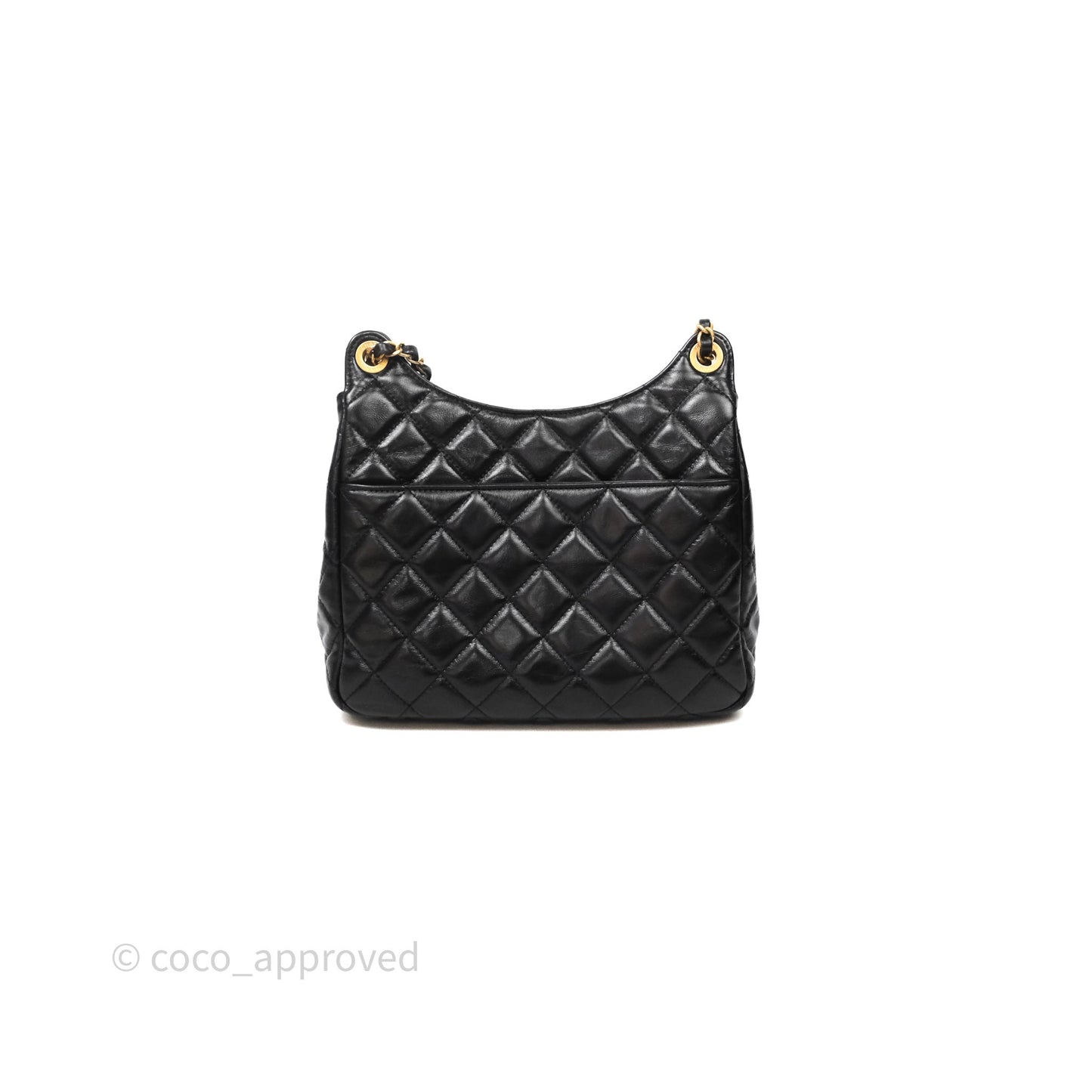 Chanel Medium Wavy CC Hobo Black Shiny Crumpled Calfskin Aged Gold Hardware