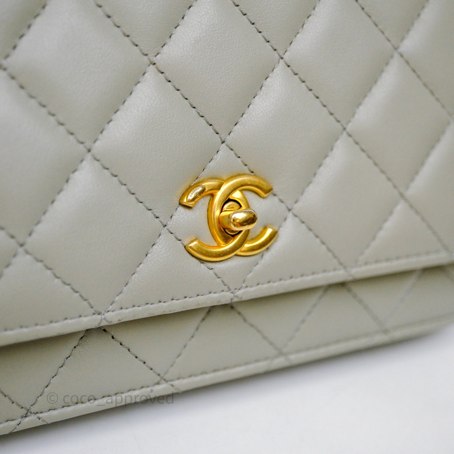 Chanel Quilted Pearl Crush Wallet on Chain WOC Grey Lambskin Aged Gold Hardware