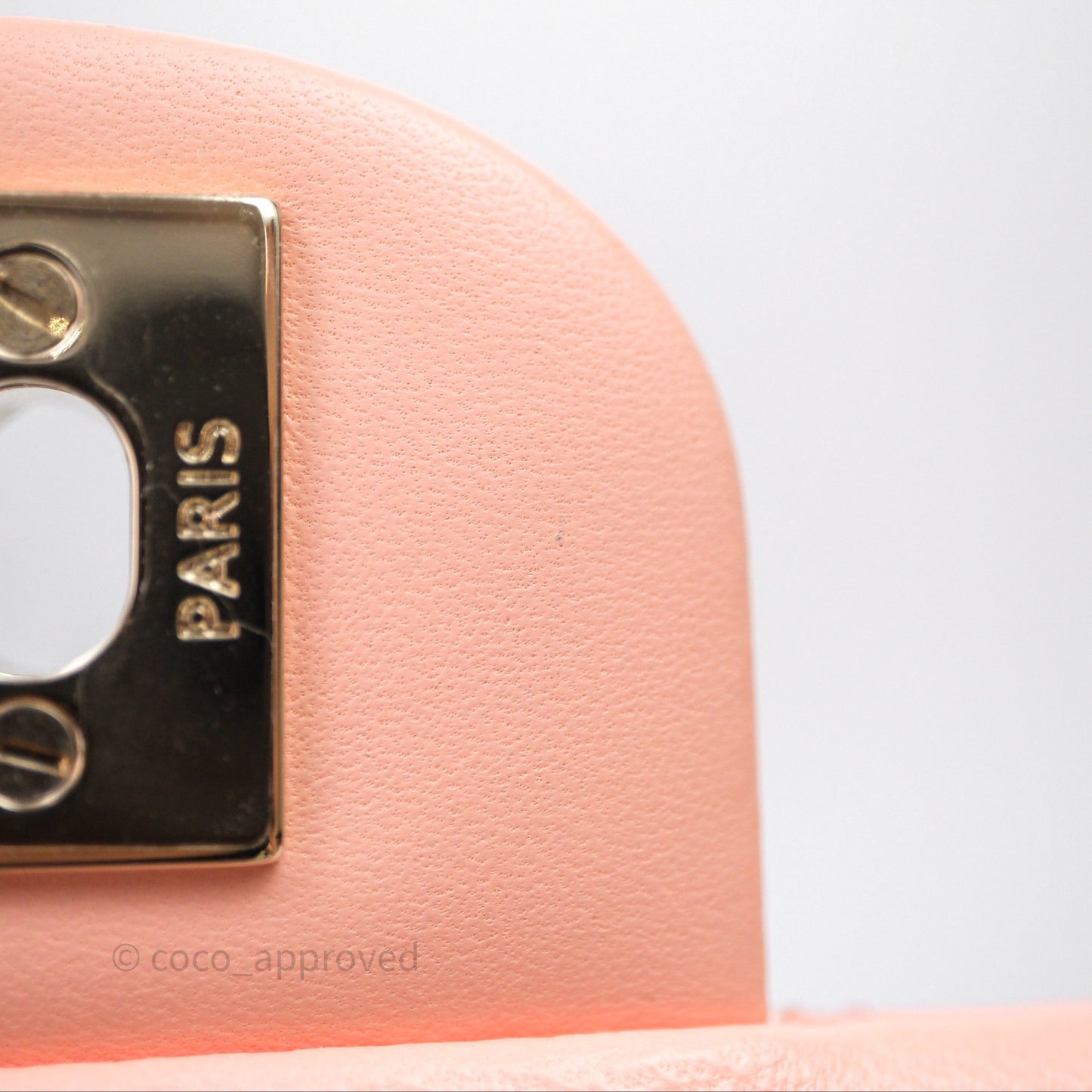 Chanel Mini Square Quilted Peach Lambskin Gold Hardware