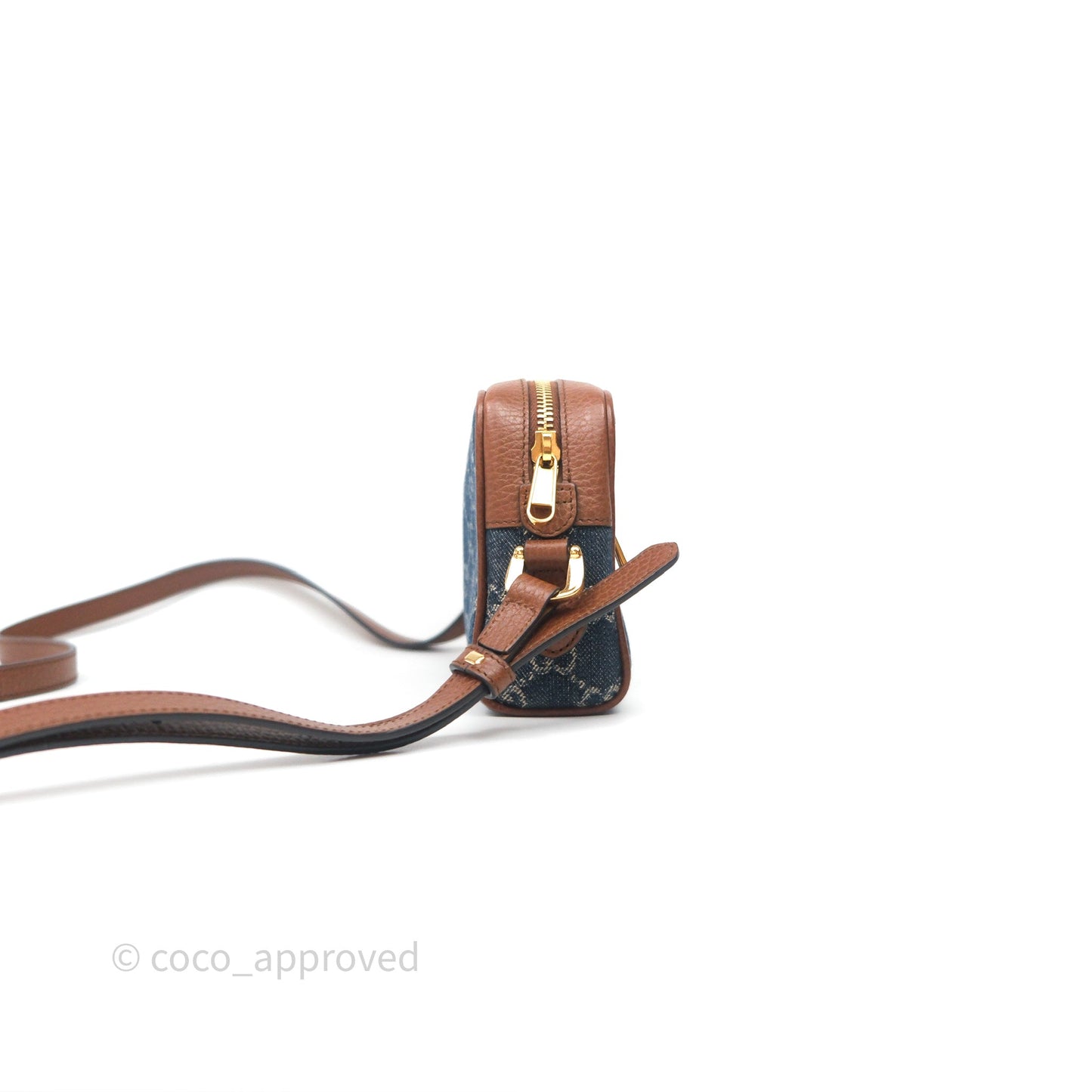 Gucci Ophidia Jacquard Denim Mini Bag Gold Hardware
