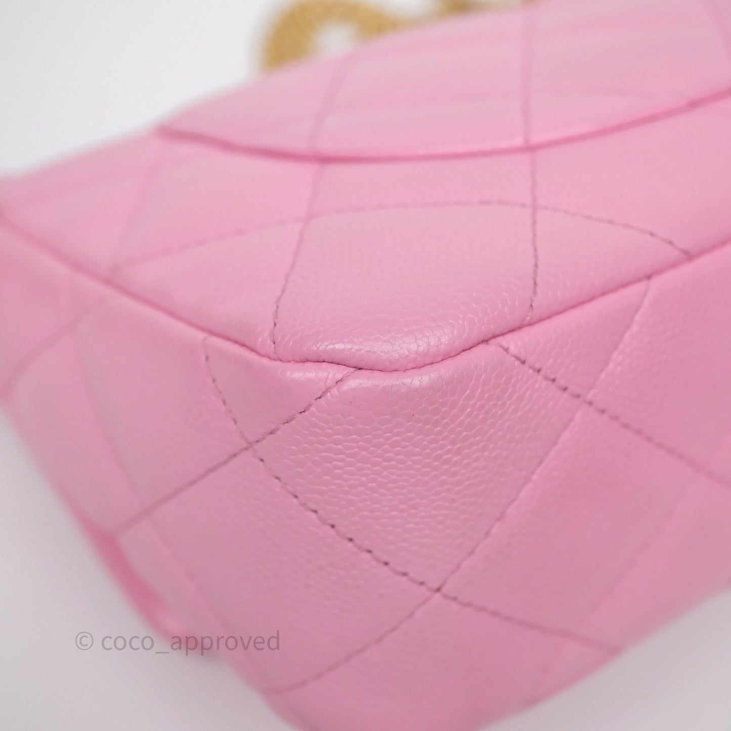 Chanel Large Flap Bag Heart Adjustable Chain Pink Caviar Aged Gold Hardware