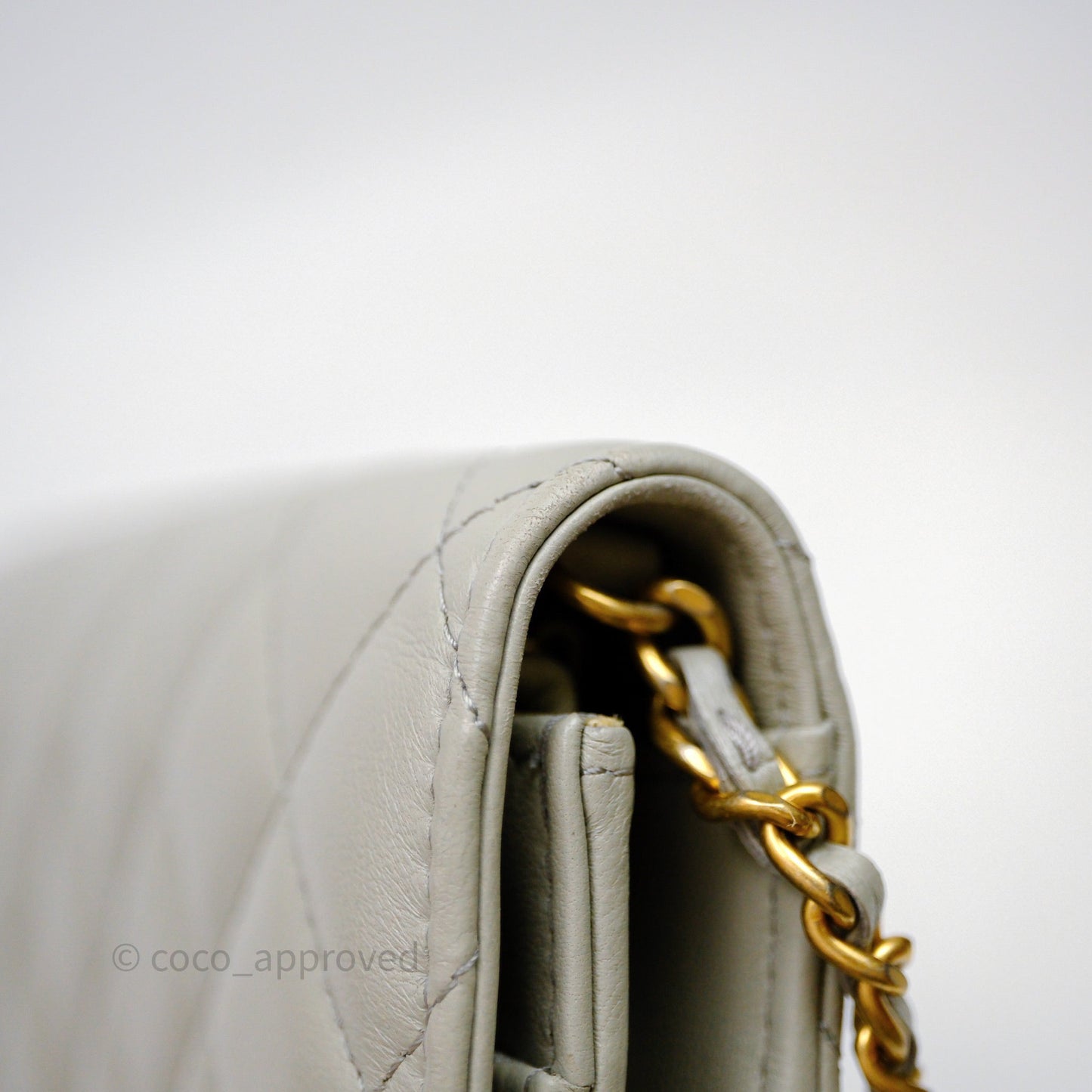 Chanel Quilted Pearl Crush Wallet on Chain WOC Grey Lambskin Aged Gold Hardware