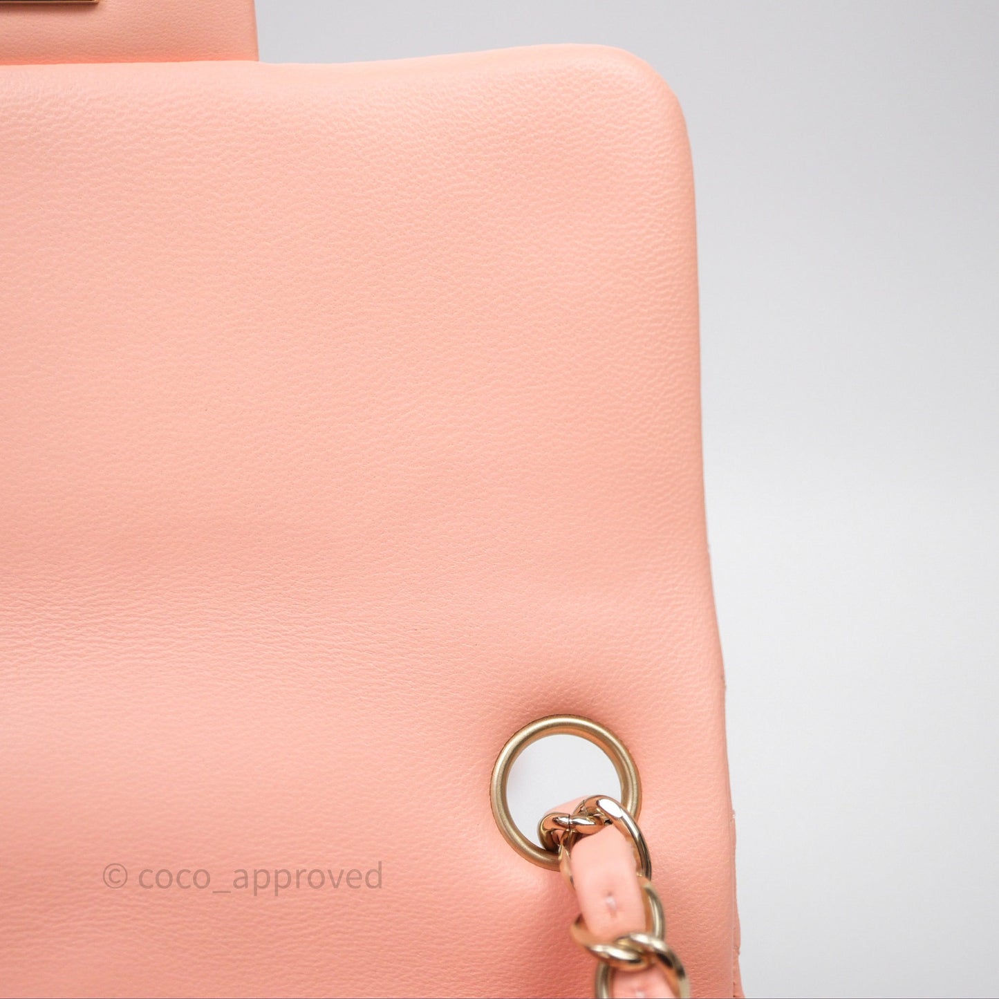 Chanel Mini Square Quilted Peach Lambskin Gold Hardware