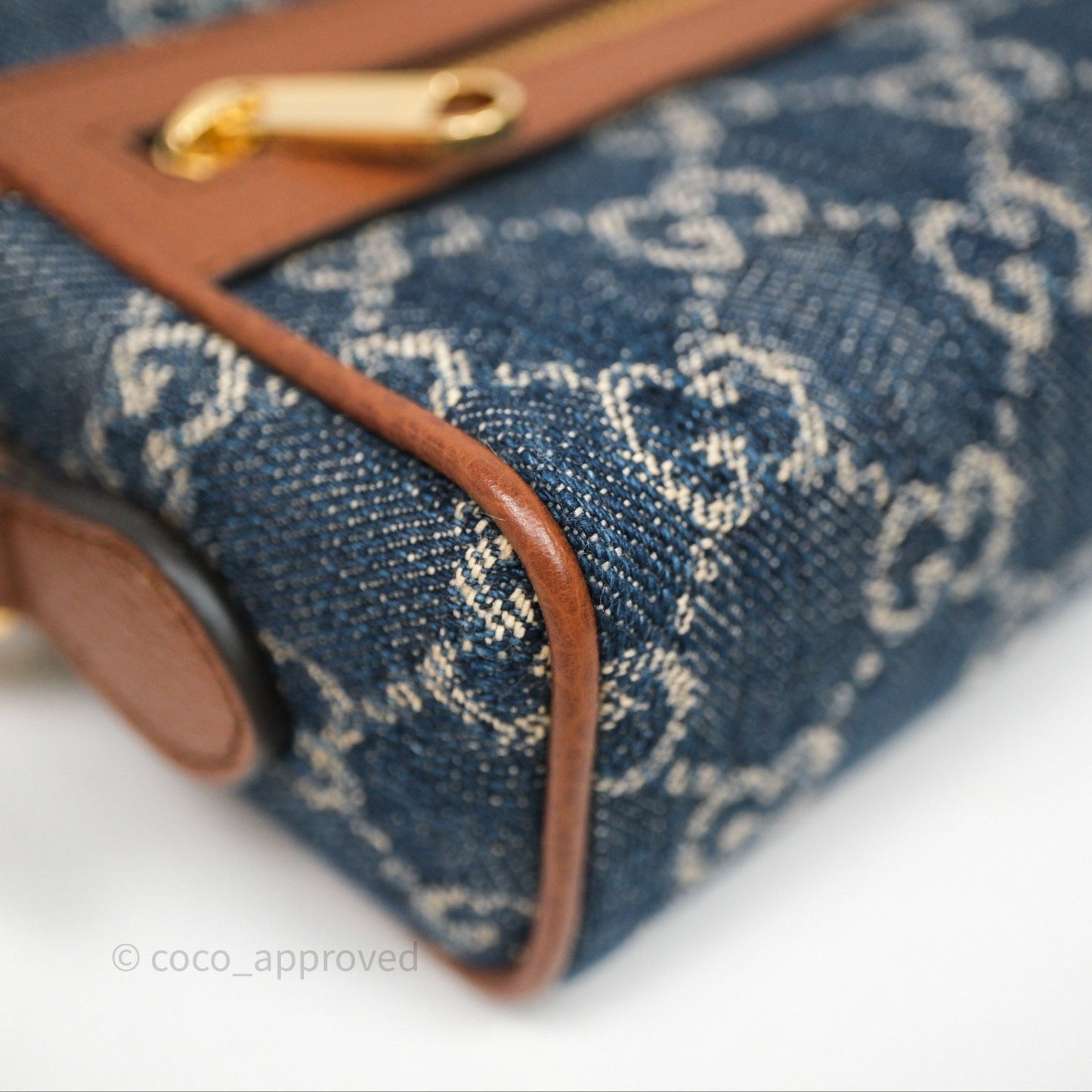 Gucci Ophidia Jacquard Denim Mini Bag Gold Hardware