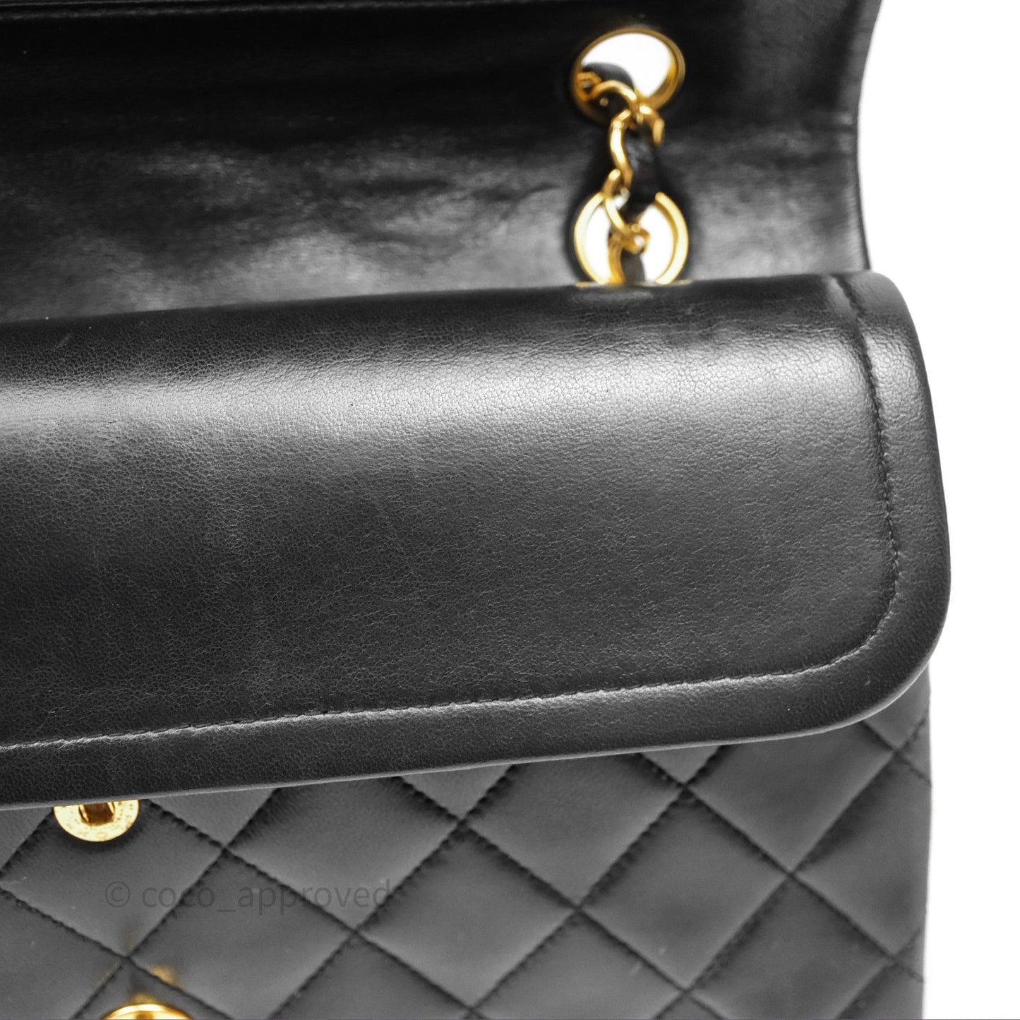 Chanel Classic Vintage Double Flap M/L Black Lambskin 24K Gold Hardware