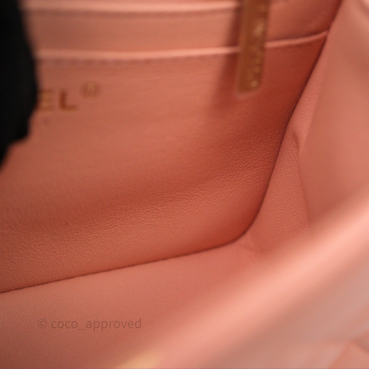 Chanel Mini Square Quilted Peach Lambskin Gold Hardware