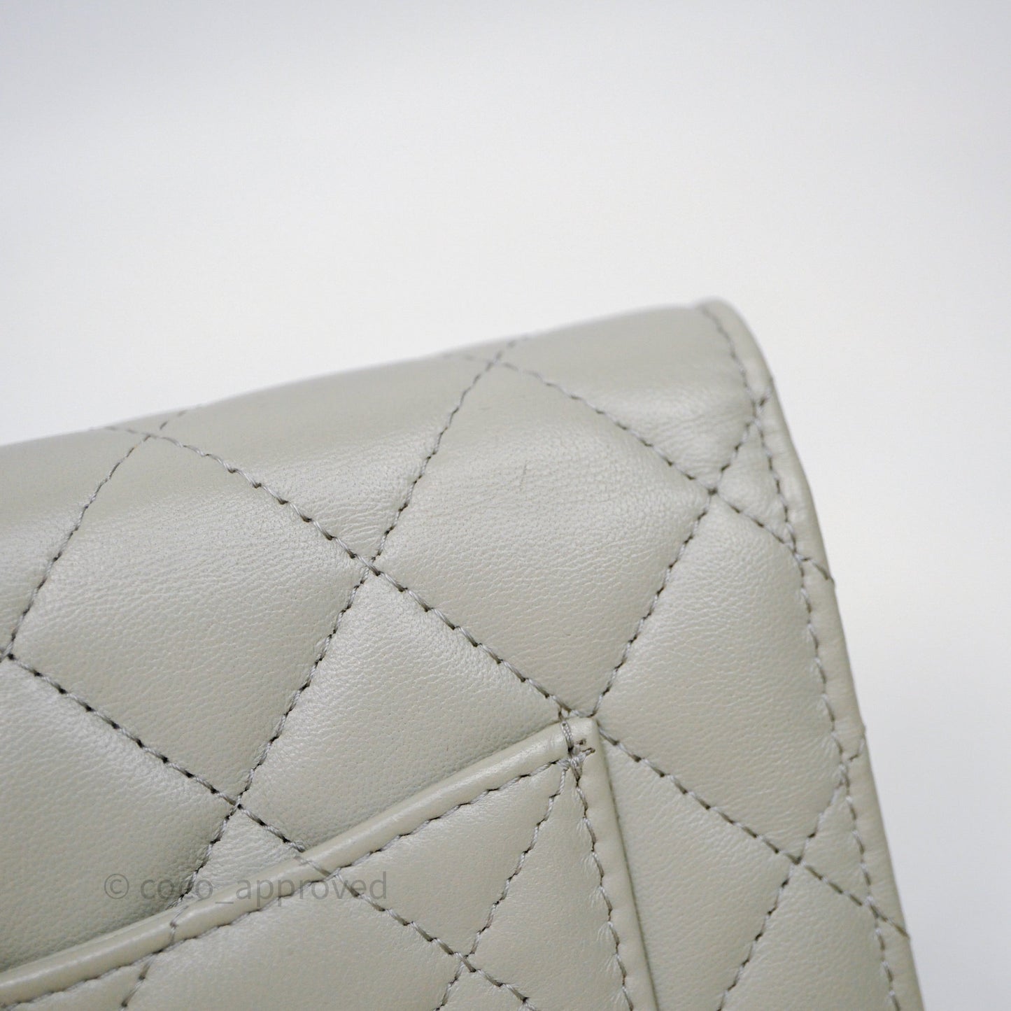 Chanel Quilted Pearl Crush Wallet on Chain WOC Grey Lambskin Aged Gold Hardware