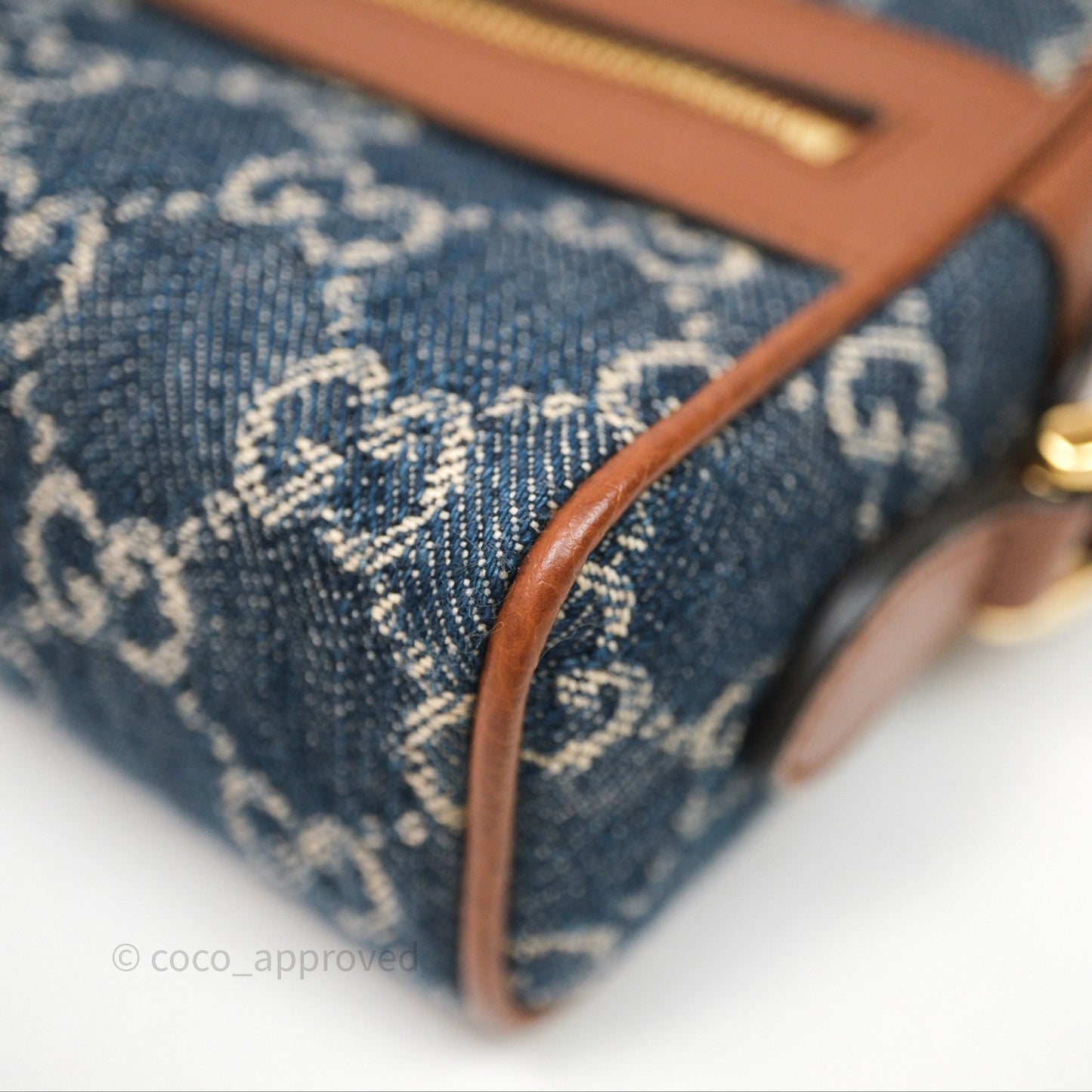 Gucci Ophidia Jacquard Denim Mini Bag Gold Hardware
