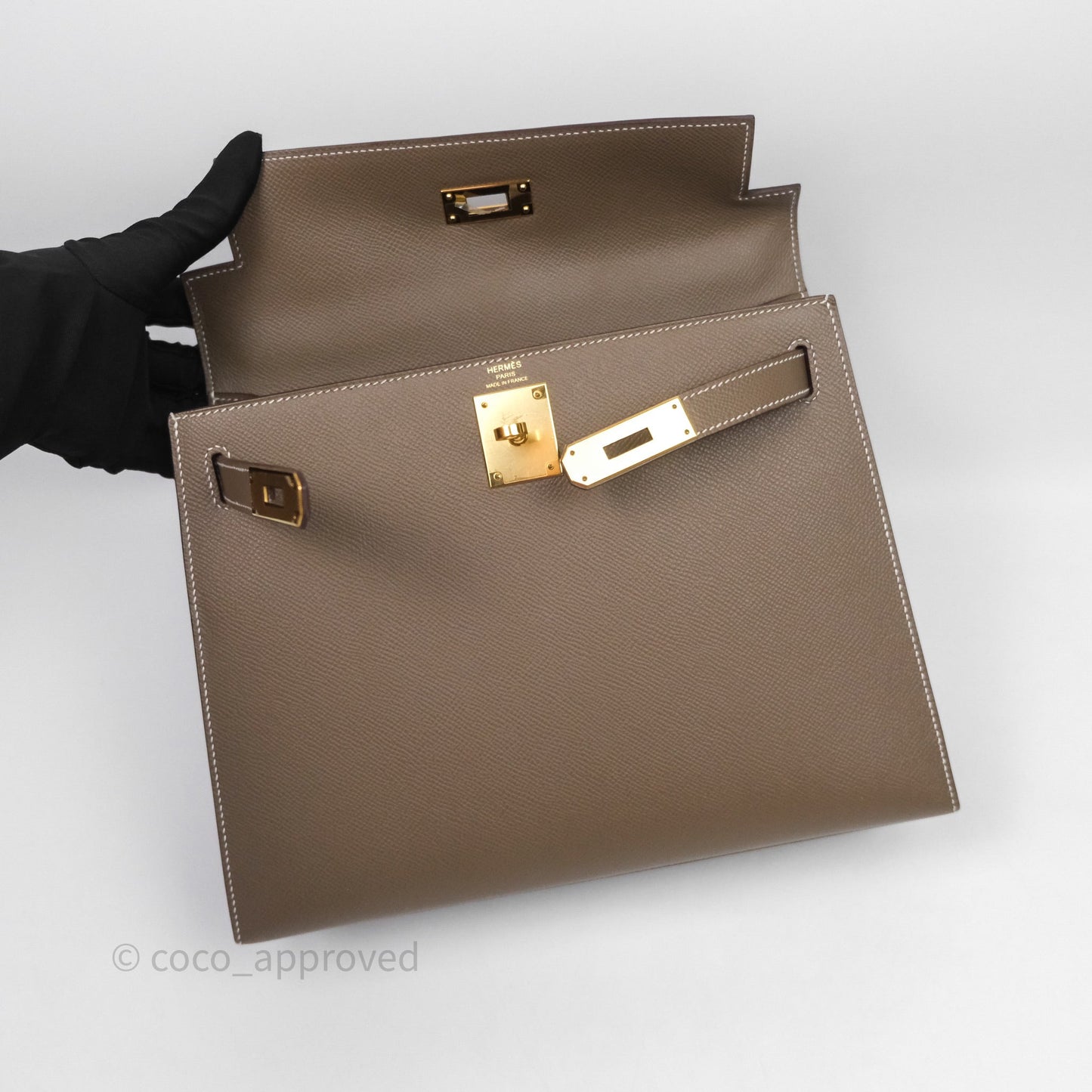 Hermes Kelly 28 Etoupe 18 Epsom Gold Hardware