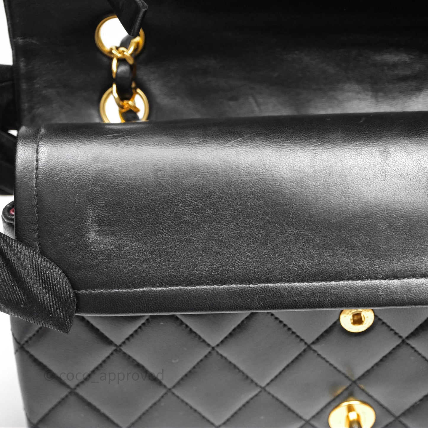 Chanel Classic Vintage Double Flap M/L Black Lambskin 24K Gold Hardware