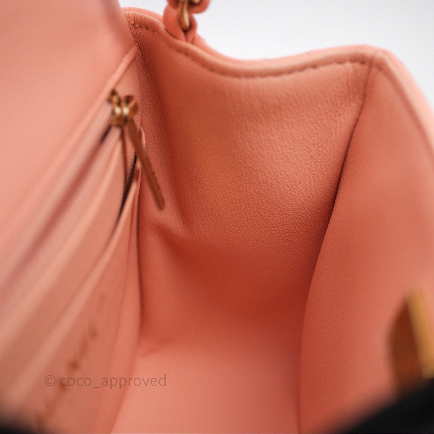 Chanel Mini Square Quilted Peach Lambskin Gold Hardware