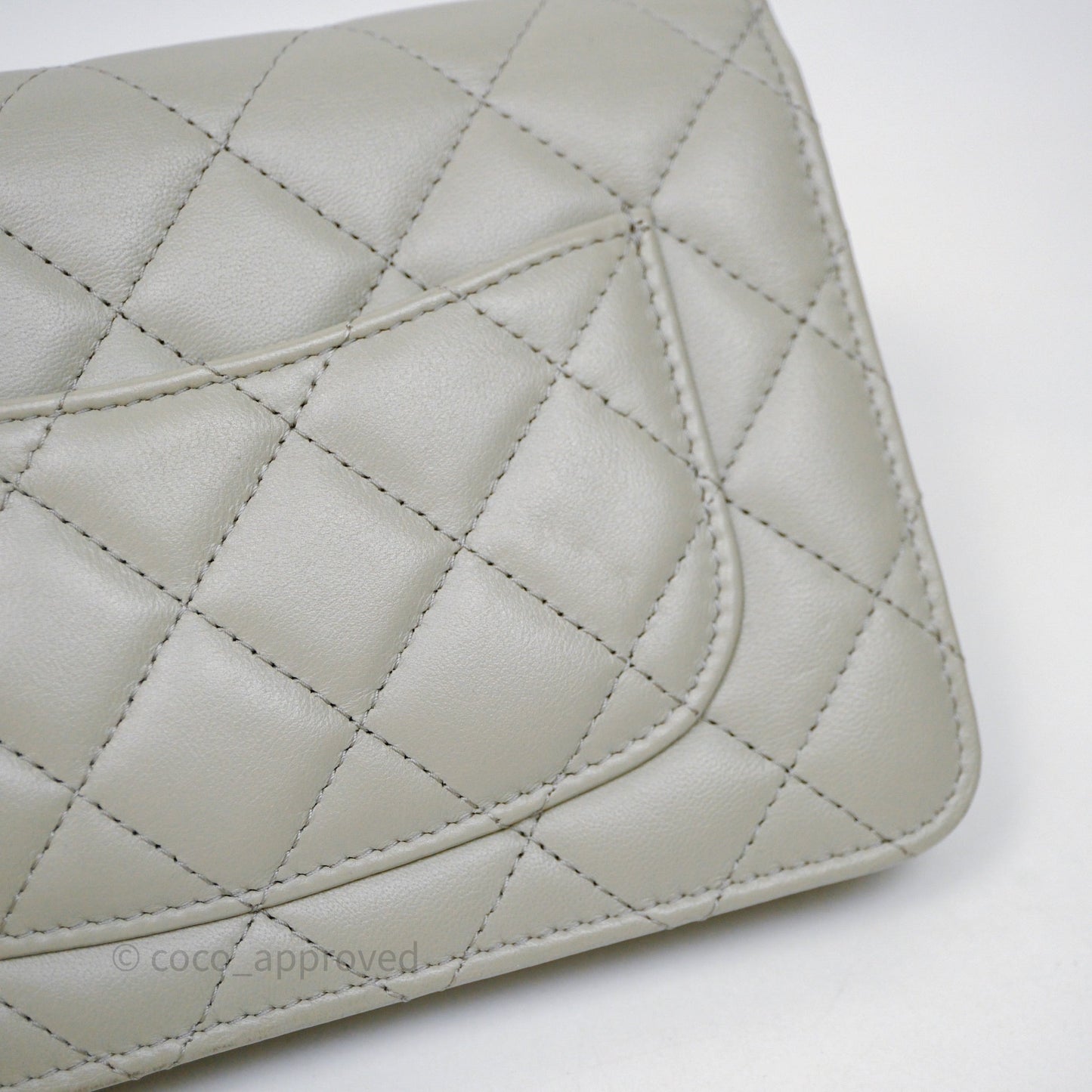 Chanel Quilted Pearl Crush Wallet on Chain WOC Grey Lambskin Aged Gold Hardware