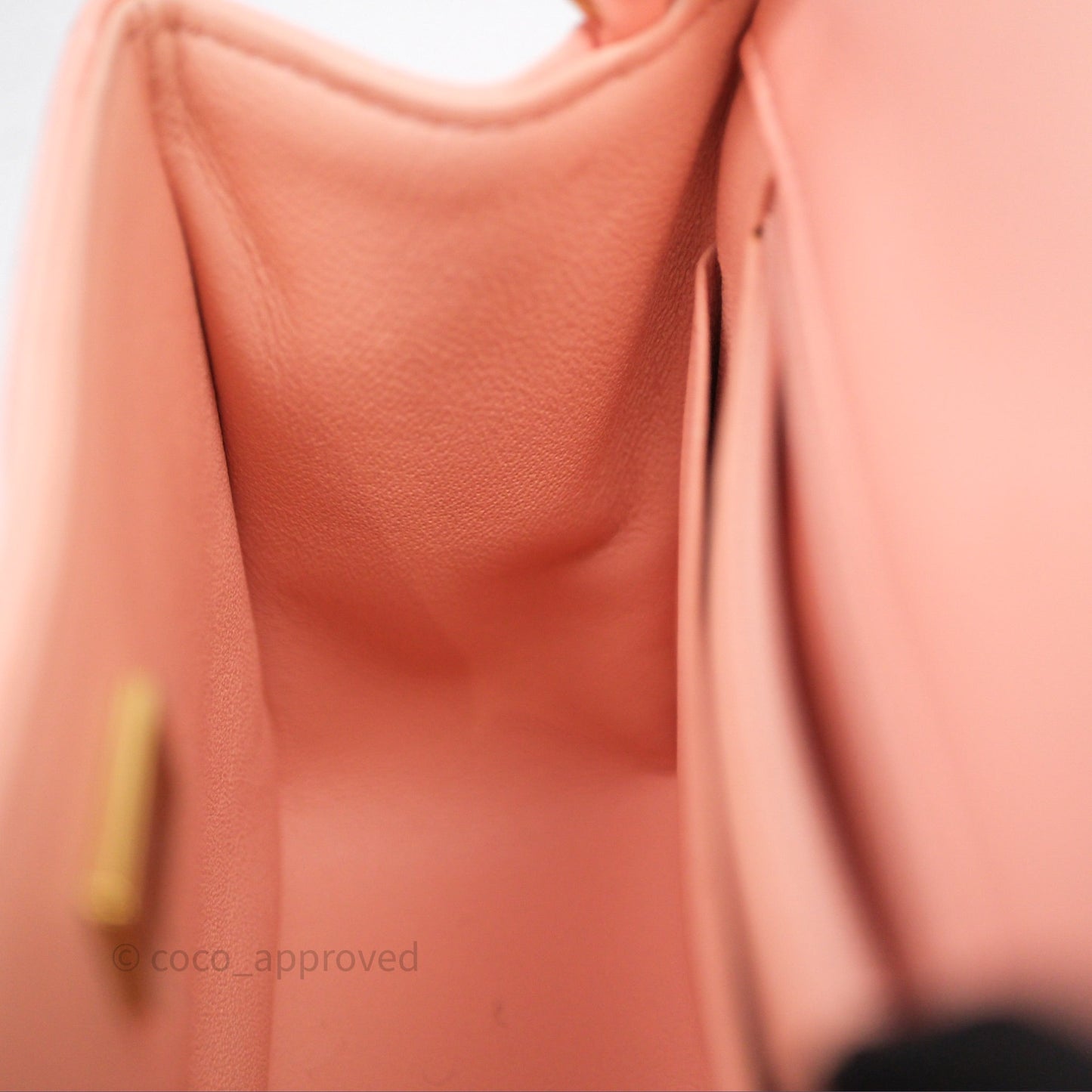 Chanel Mini Square Quilted Peach Lambskin Gold Hardware