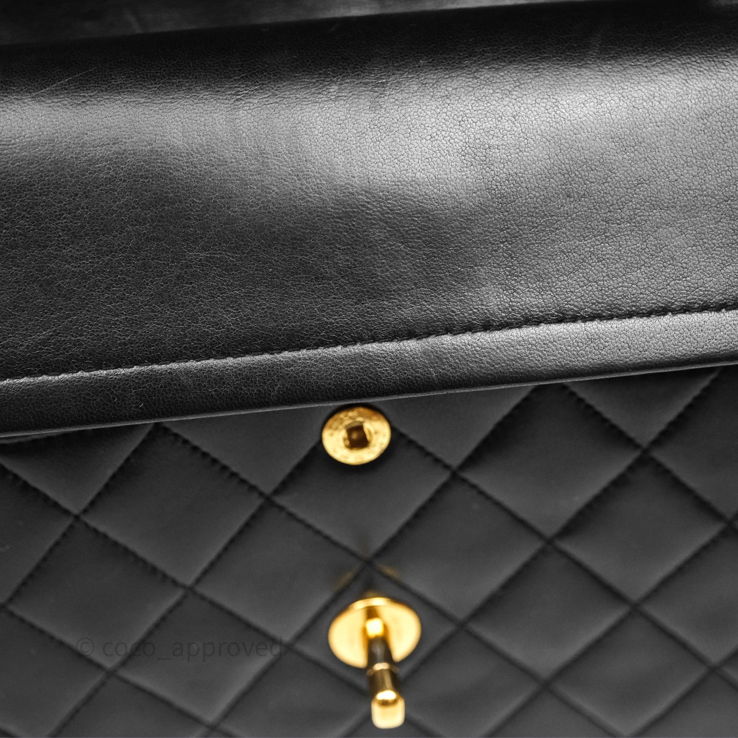 Chanel Classic Vintage Double Flap M/L Black Lambskin 24K Gold Hardware