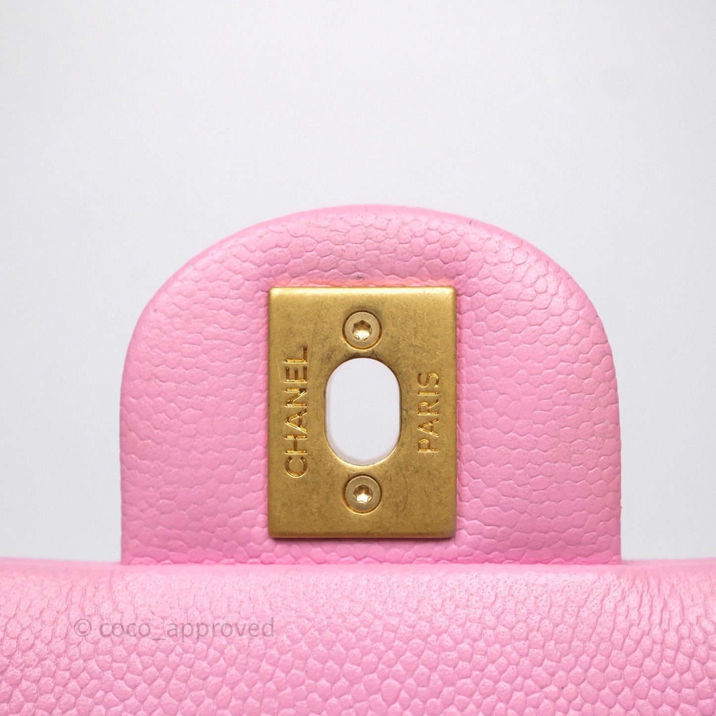 Chanel Large Flap Bag Heart Adjustable Chain Pink Caviar Aged Gold Hardware