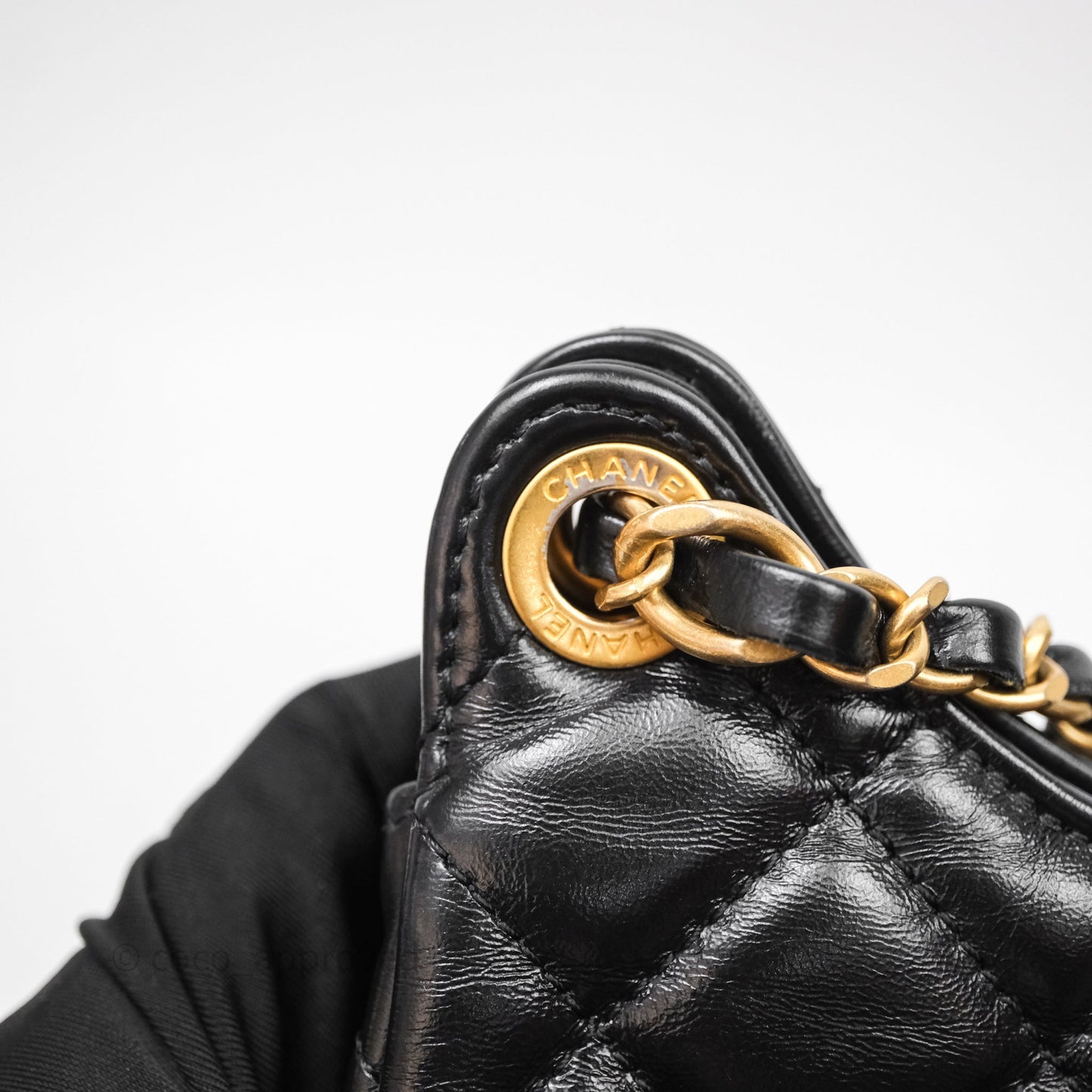 Chanel Medium Wavy CC Hobo Black Shiny Crumpled Calfskin Aged Gold Hardware