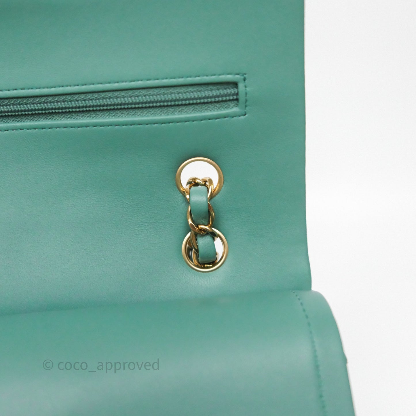 Chanel Small Classic Flap Quilted Green Lambskin Gold Hardware