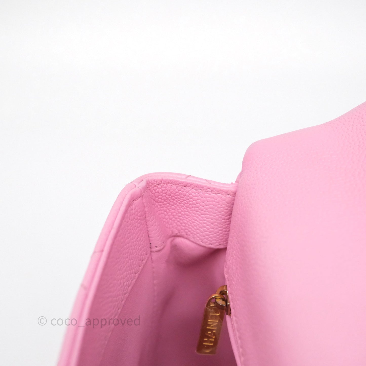 Chanel Large Flap Bag Heart Adjustable Chain Pink Caviar Aged Gold Hardware