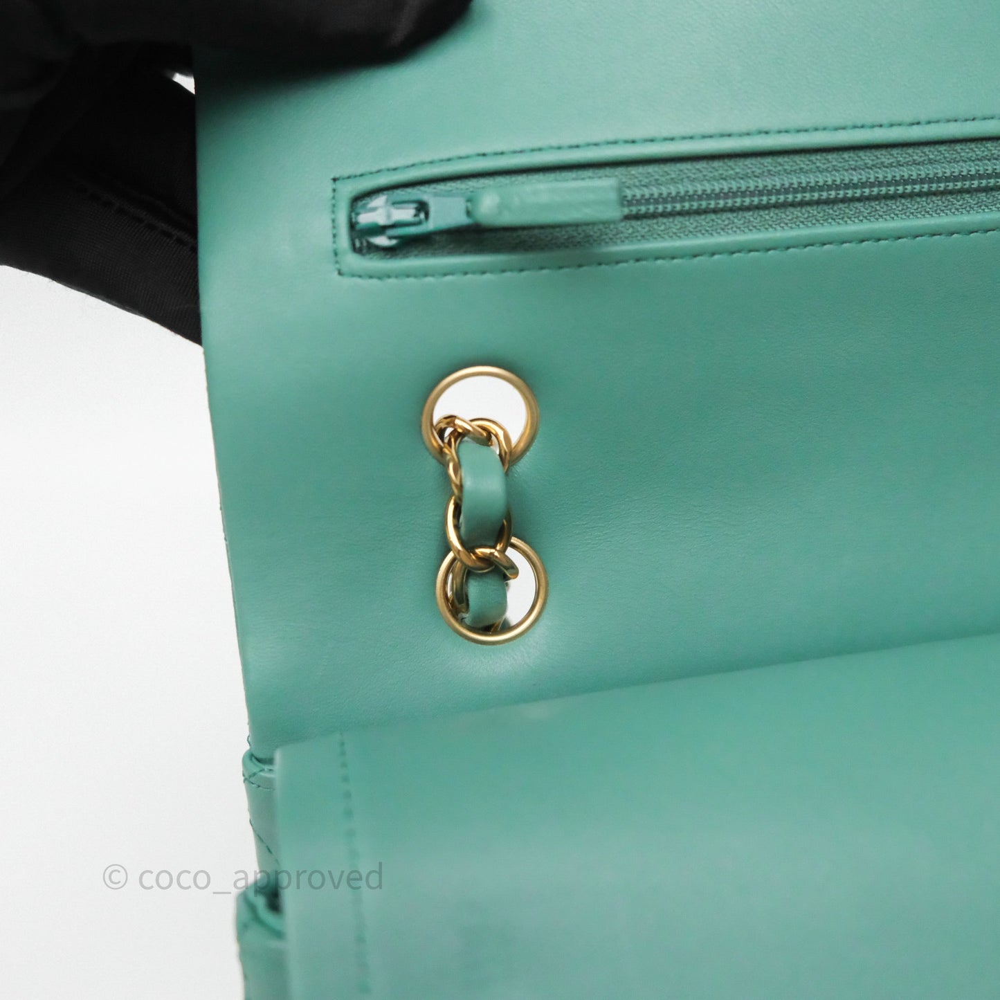 Chanel Small Classic Flap Quilted Green Lambskin Gold Hardware
