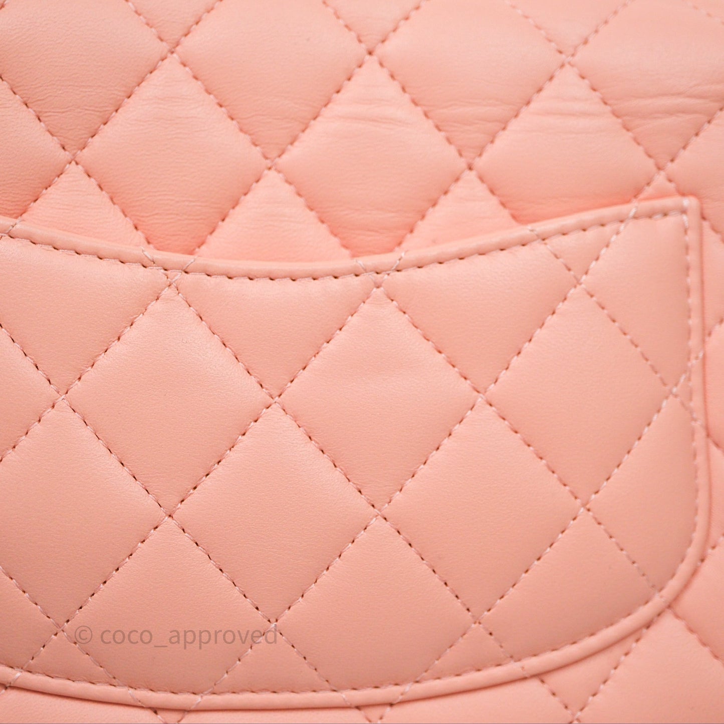 Chanel Mini Square Quilted Peach Lambskin Gold Hardware