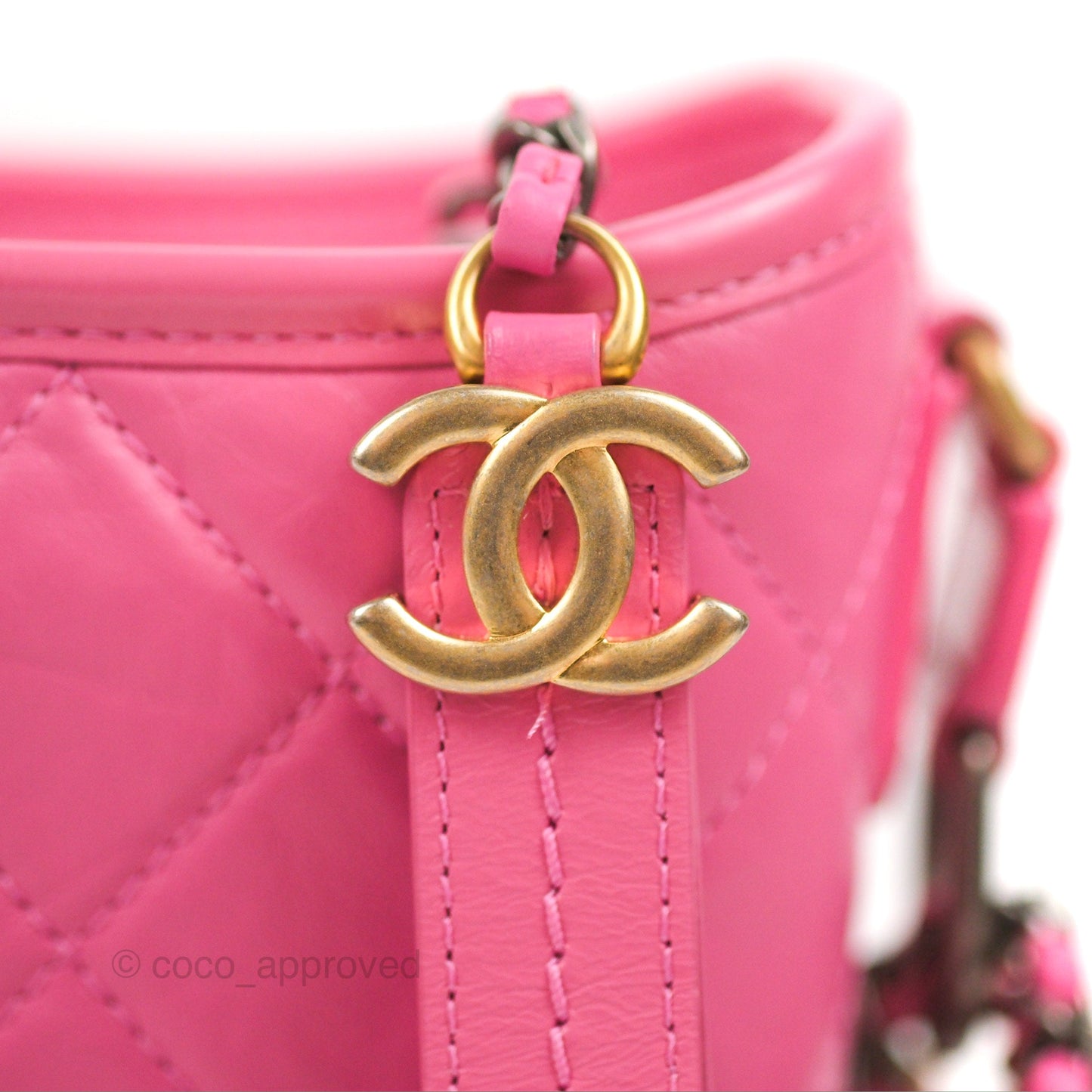Chanel Quilted Small Gabrielle Hobo Pink Aged Calfskin Mixed Hardware