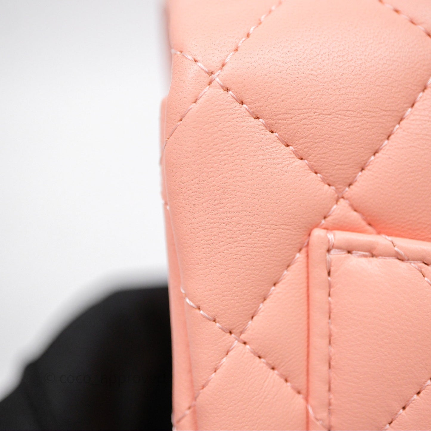 Chanel Mini Square Quilted Peach Lambskin Gold Hardware