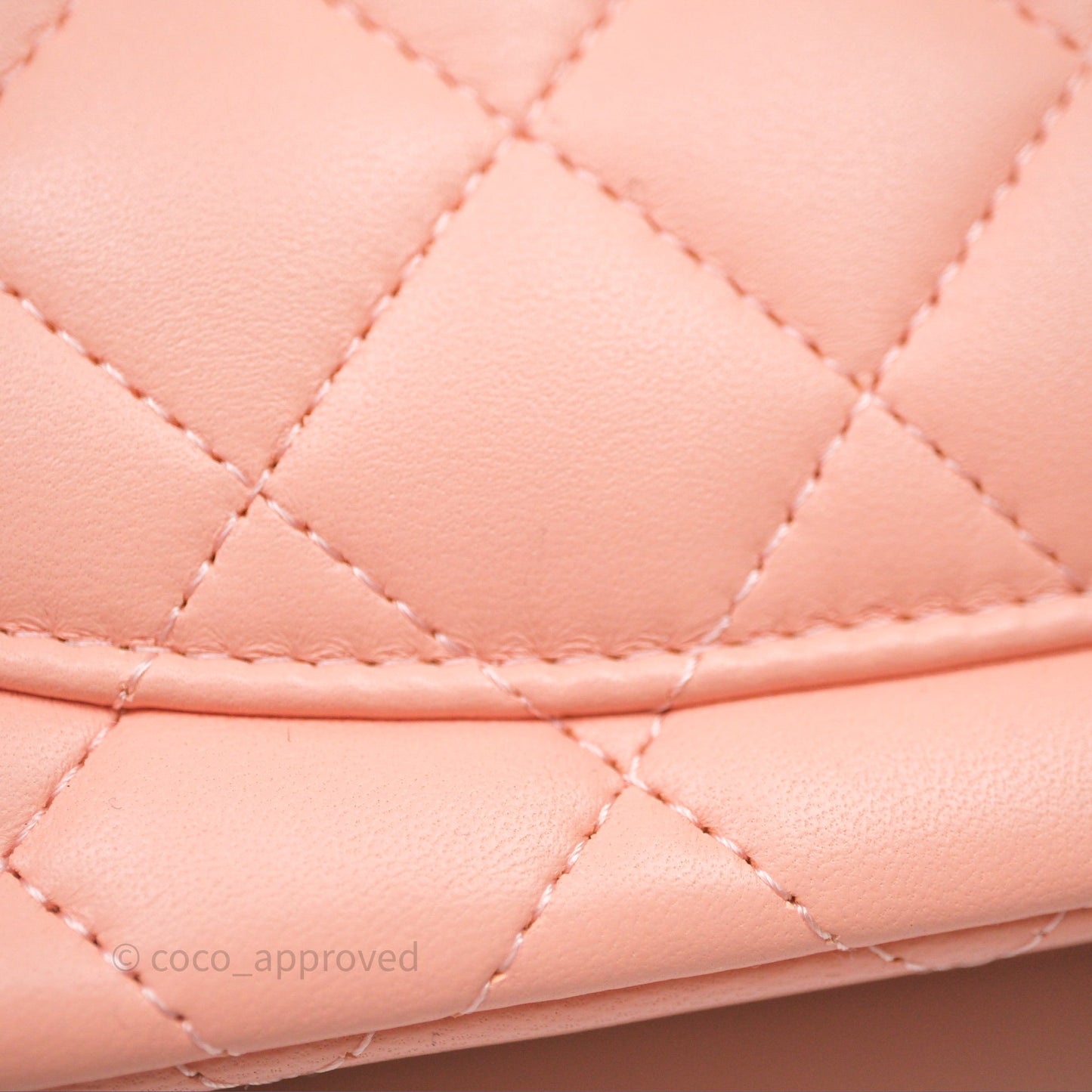 Chanel Mini Square Quilted Peach Lambskin Gold Hardware