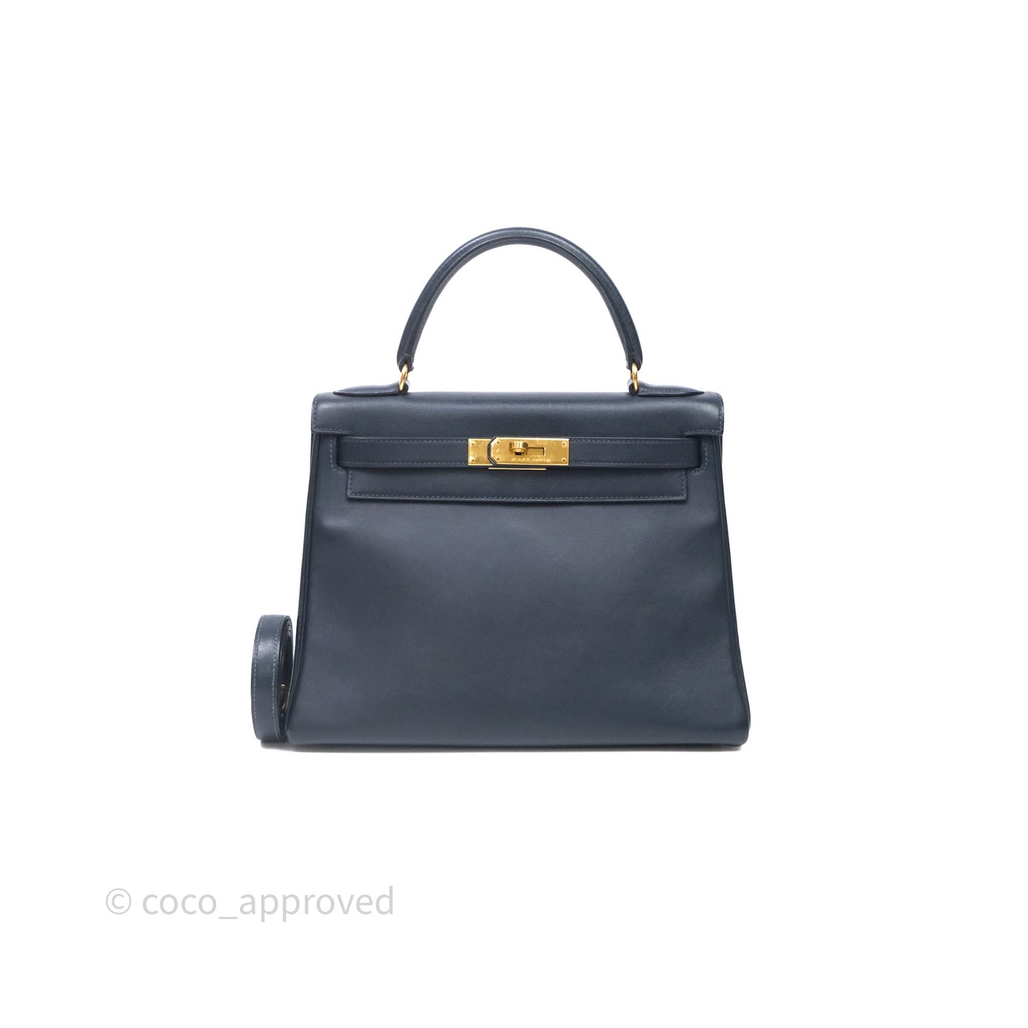 Hermes Kelly 28 Retourne Bleu Nuit 2Z Gold Hardware