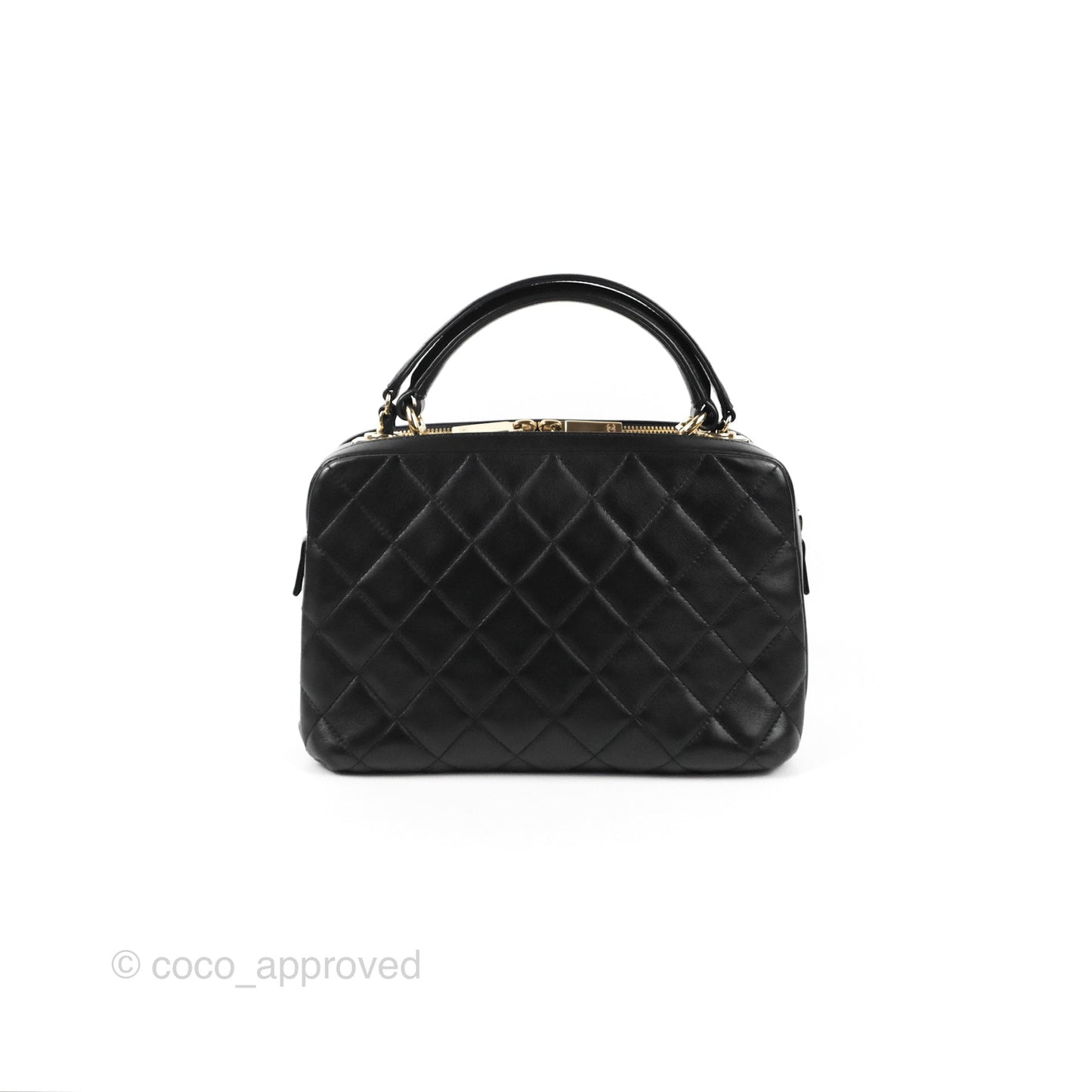 Chanel Quilted Small Trendy CC Bowling Bag Black Lambskin Gold Hardware