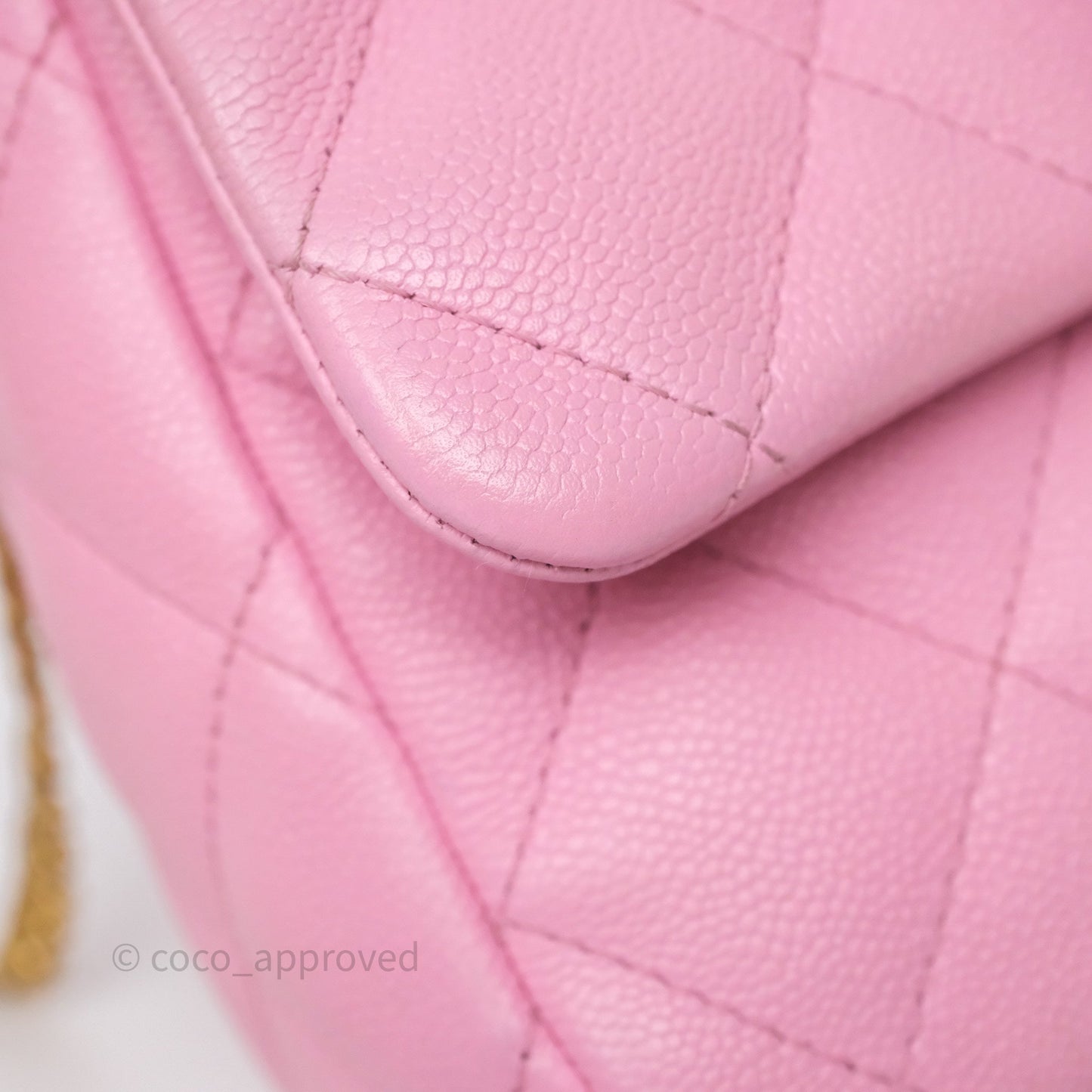 Chanel Large Flap Bag Heart Adjustable Chain Pink Caviar Aged Gold Hardware