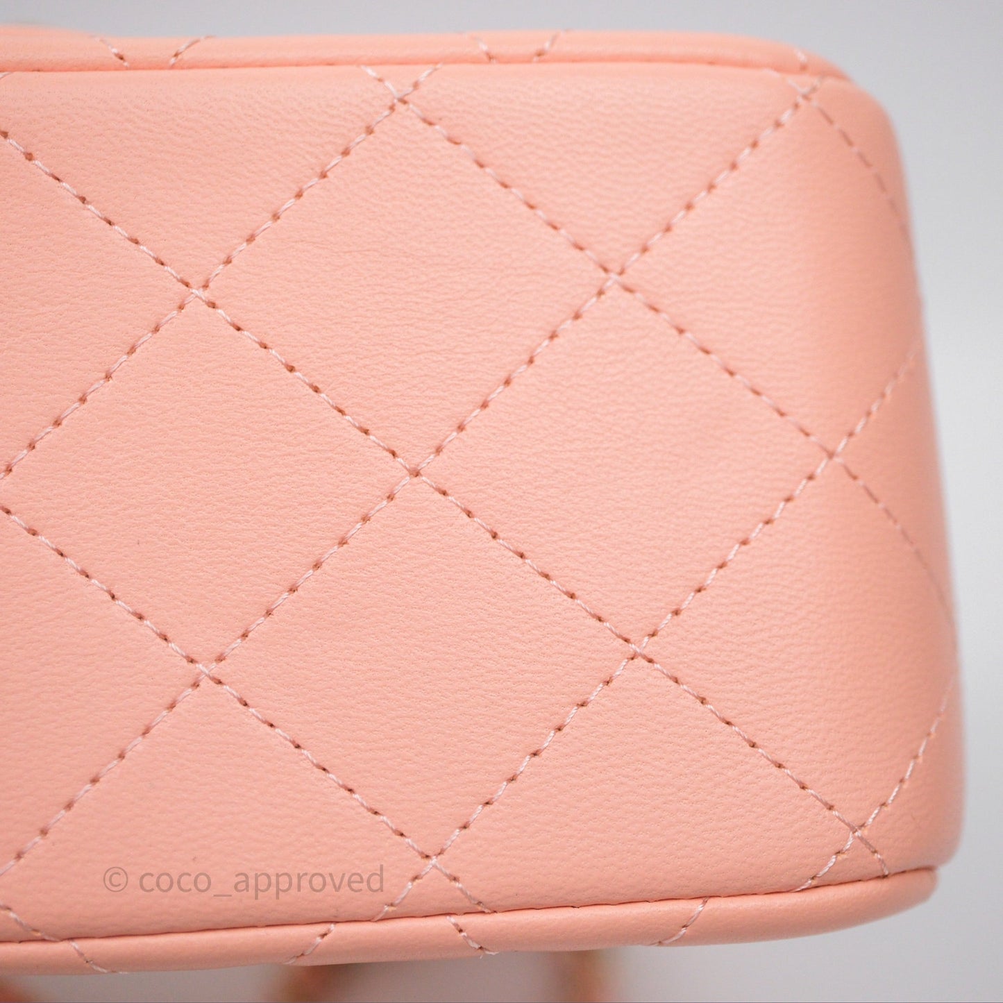 Chanel Mini Square Quilted Peach Lambskin Gold Hardware